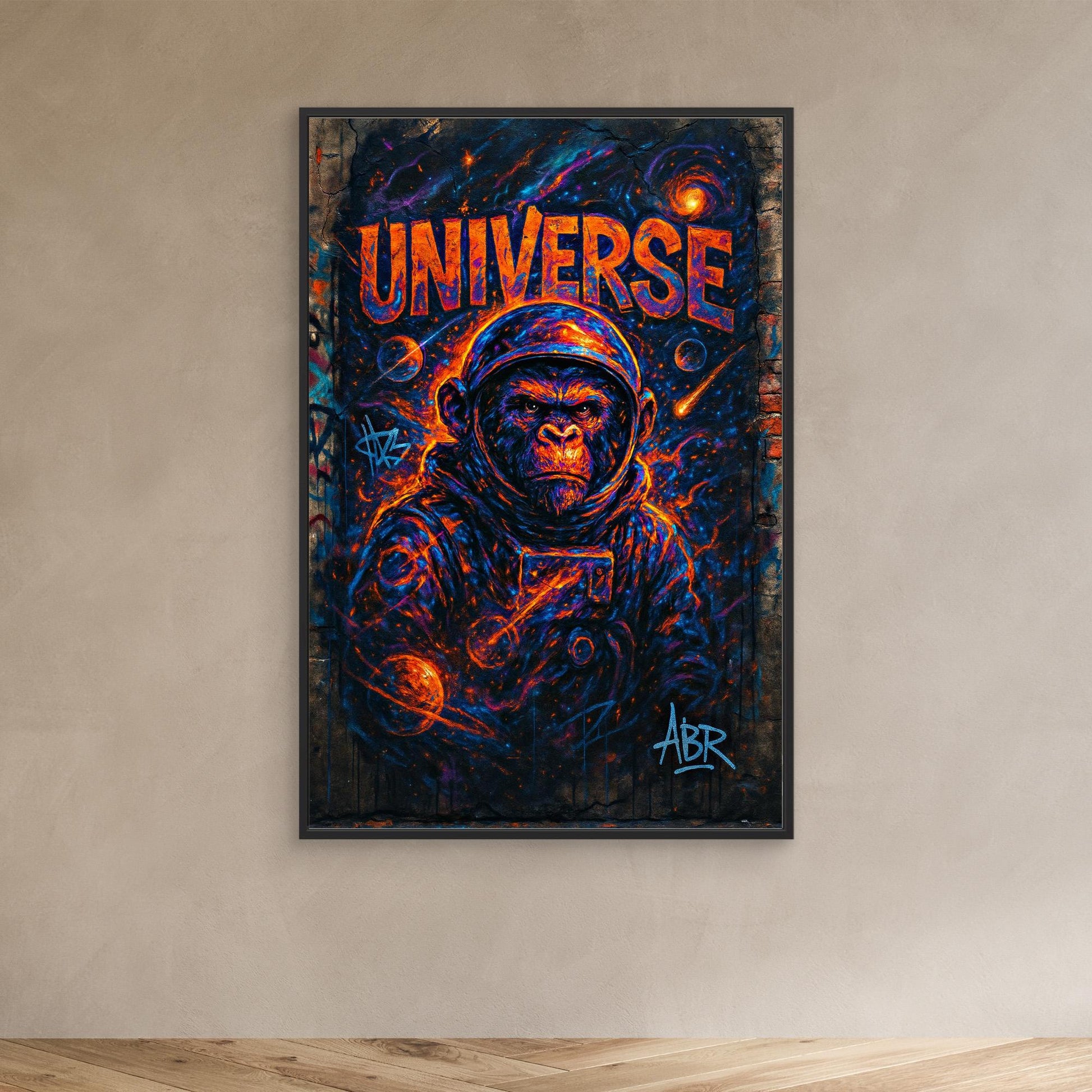 Space Gorilla Canvas Wall Art – Graffiti Style Universe Print