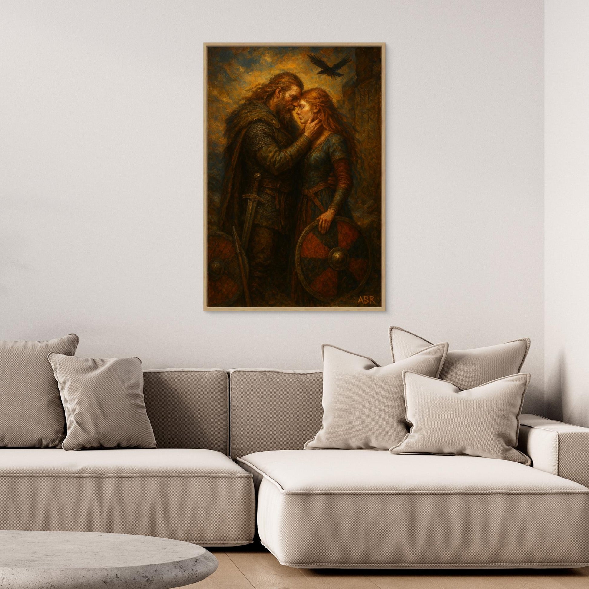 Viking Warrior Couple Canvas Wall Art