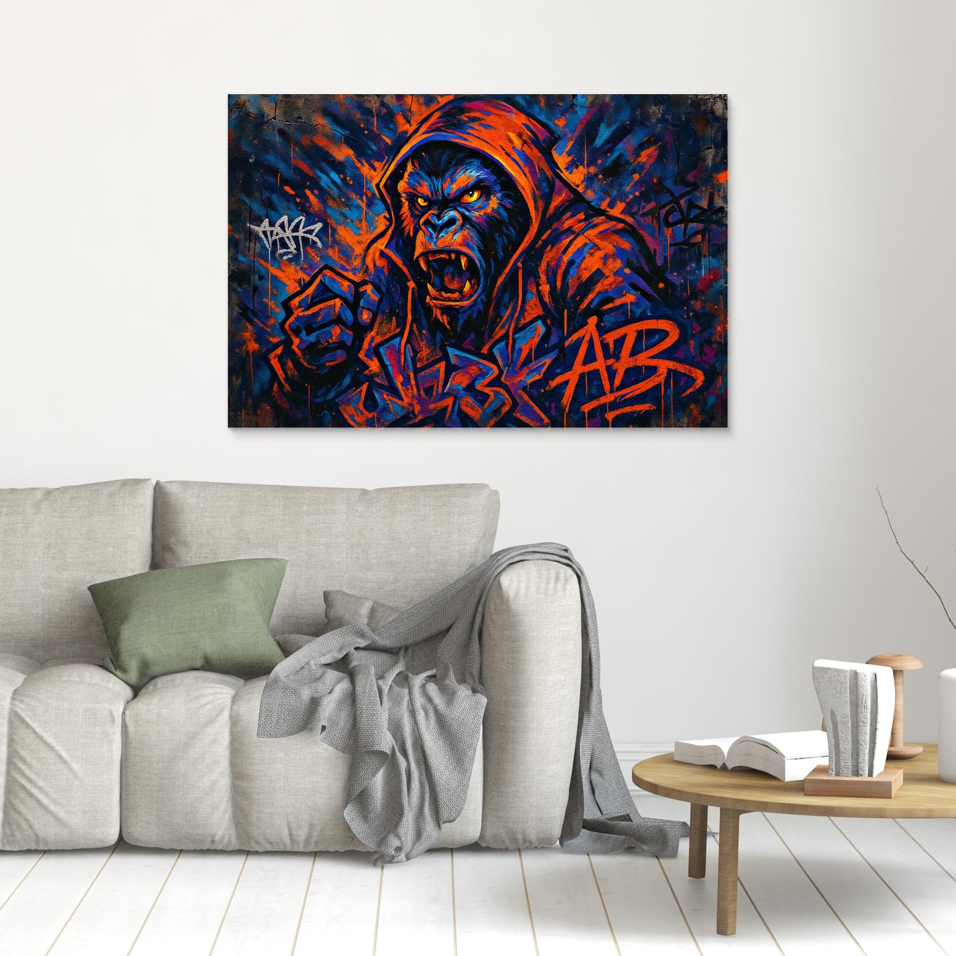 Angry Gorilla Graffiti Canvas Wall Art