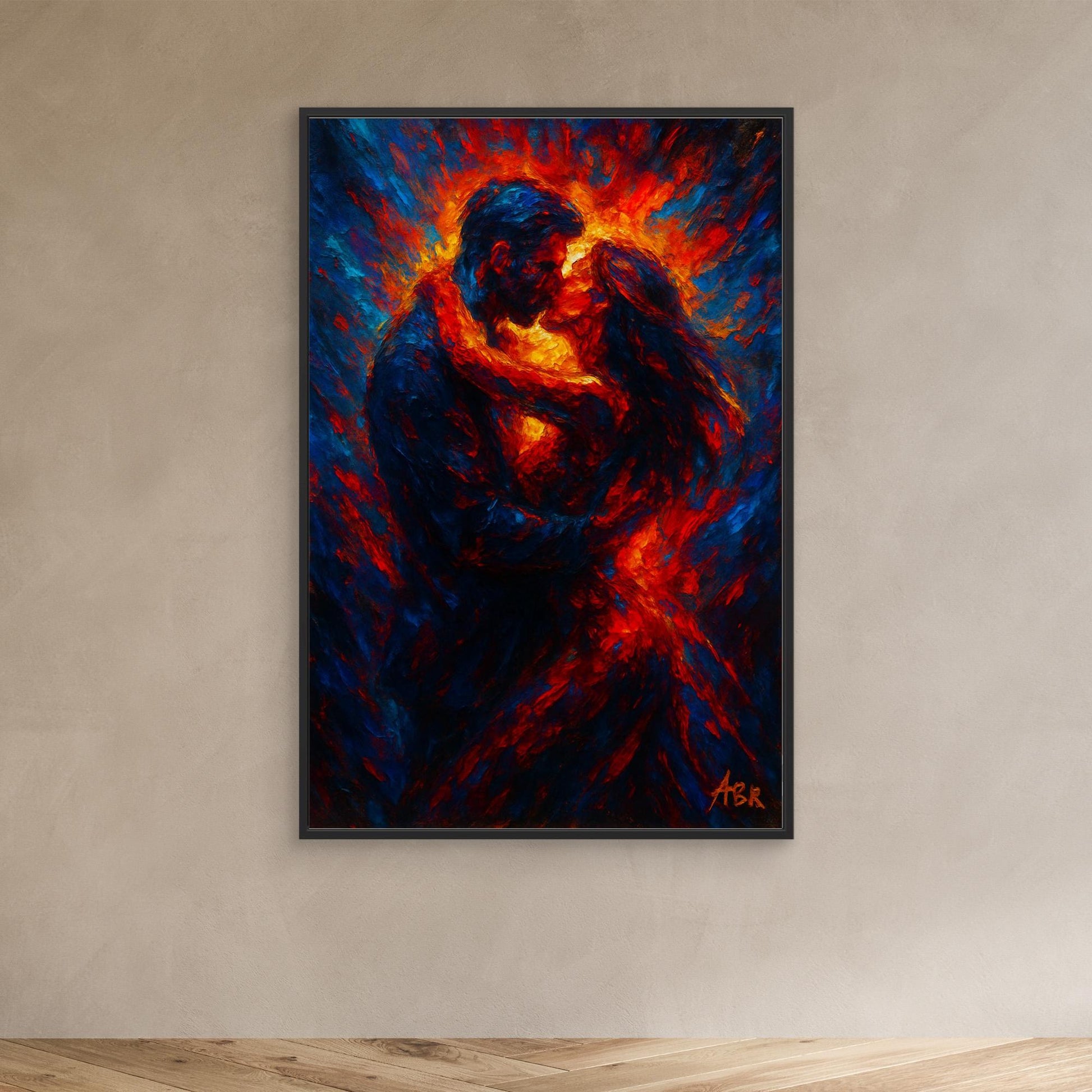 Passionate Embrace Romantic Canvas Wall Art