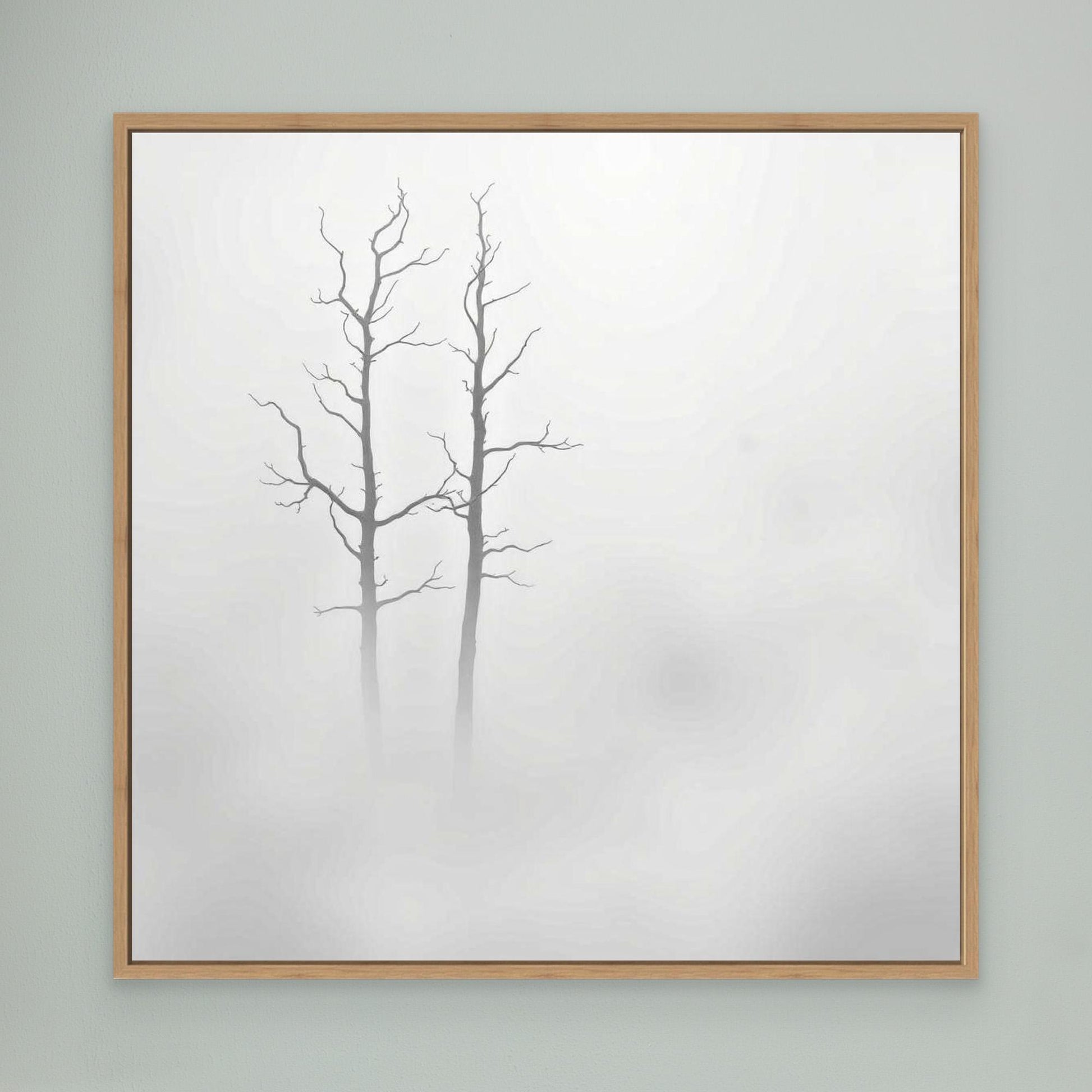 Echoes in the Fog – Minimalist Black and White Nature Canvas Art | Misty Trees Wall Decor