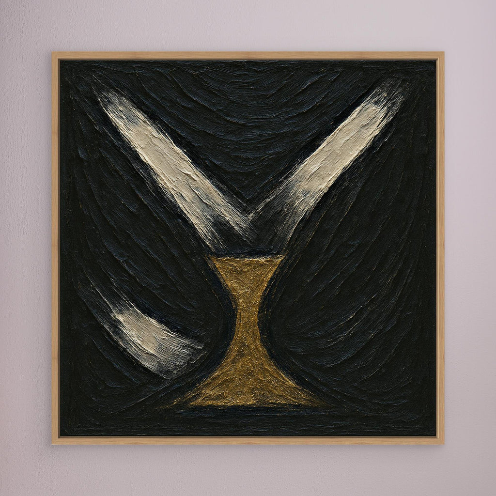 Golden Abstract Hourglass Canvas Wall Art