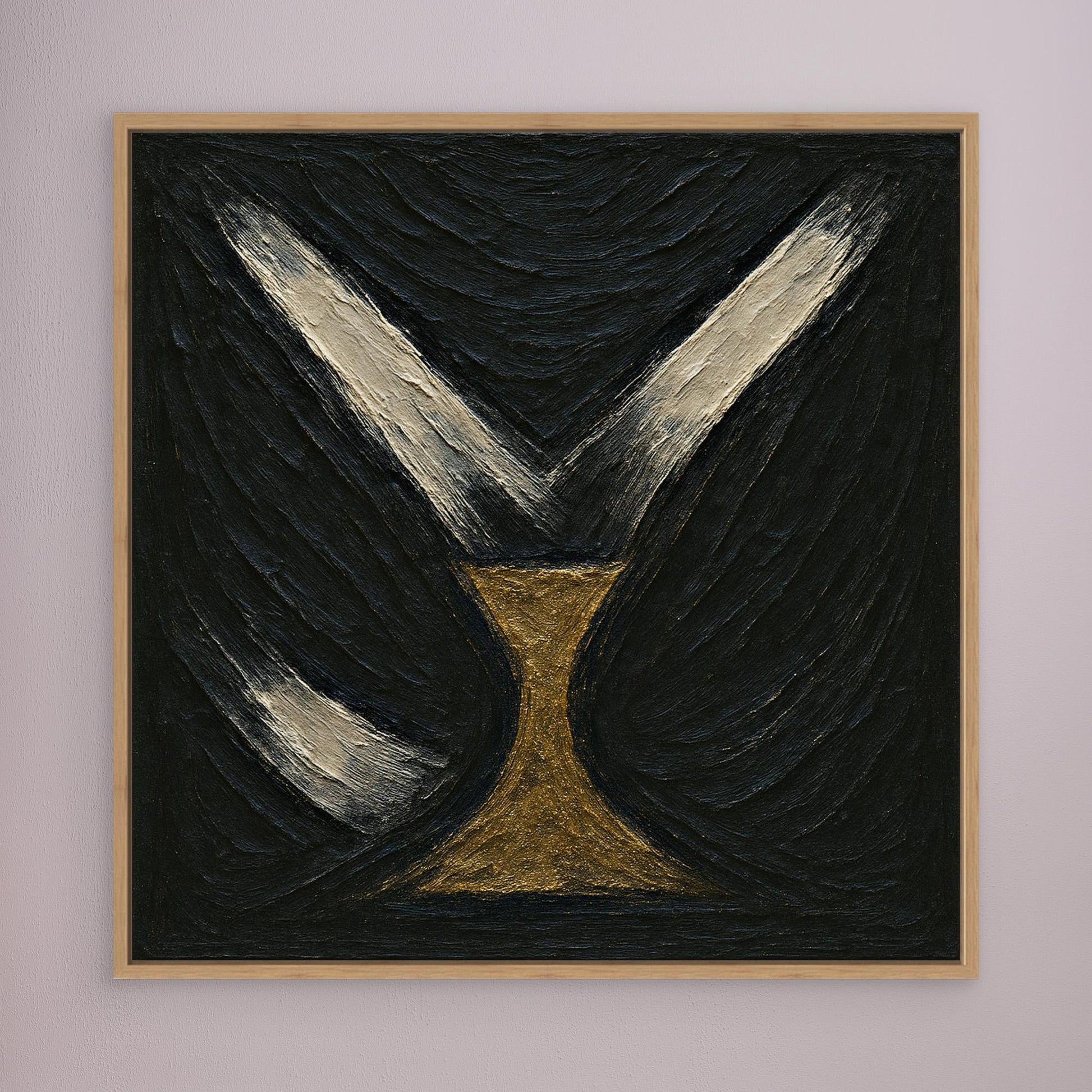 Golden Abstract Hourglass Canvas Wall Art