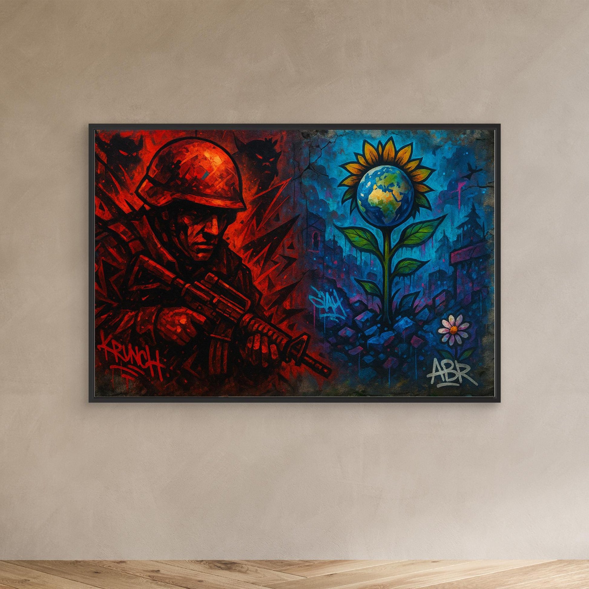 War and Peace Graffiti Canvas Wall Art