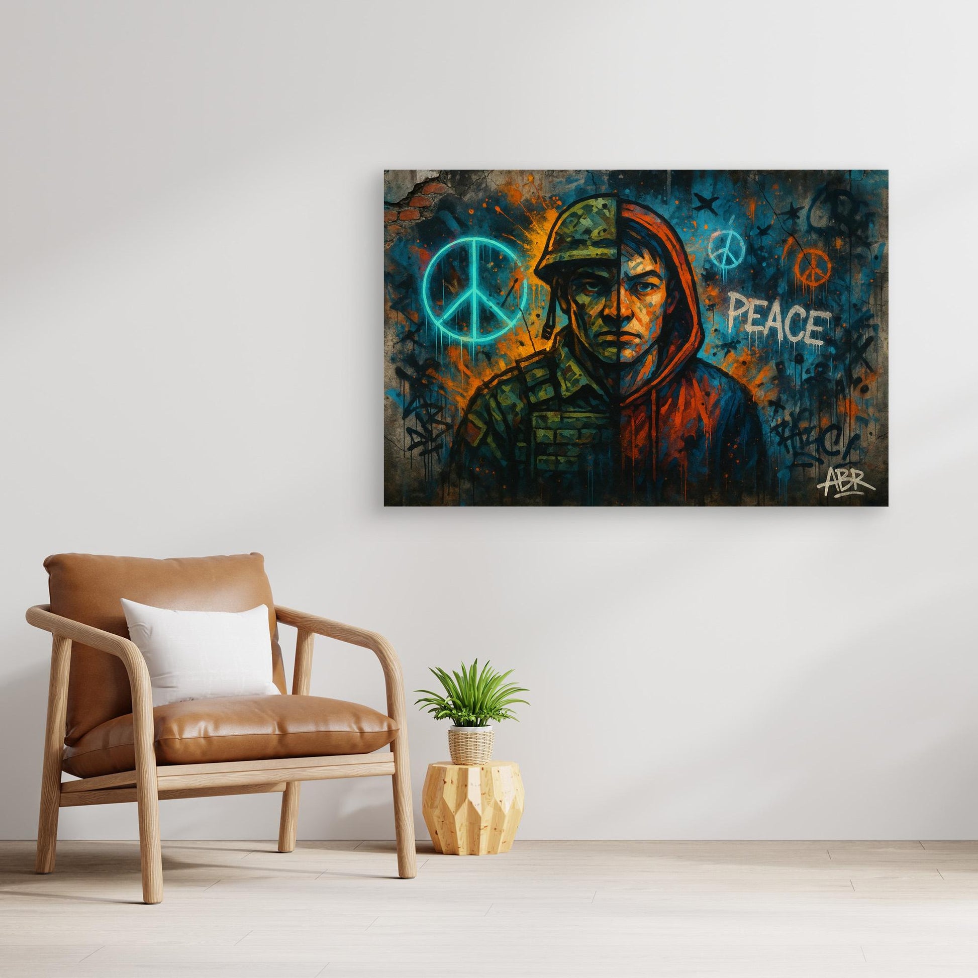 Peace and War Street Art Canvas – Urban Graffiti Wall Print