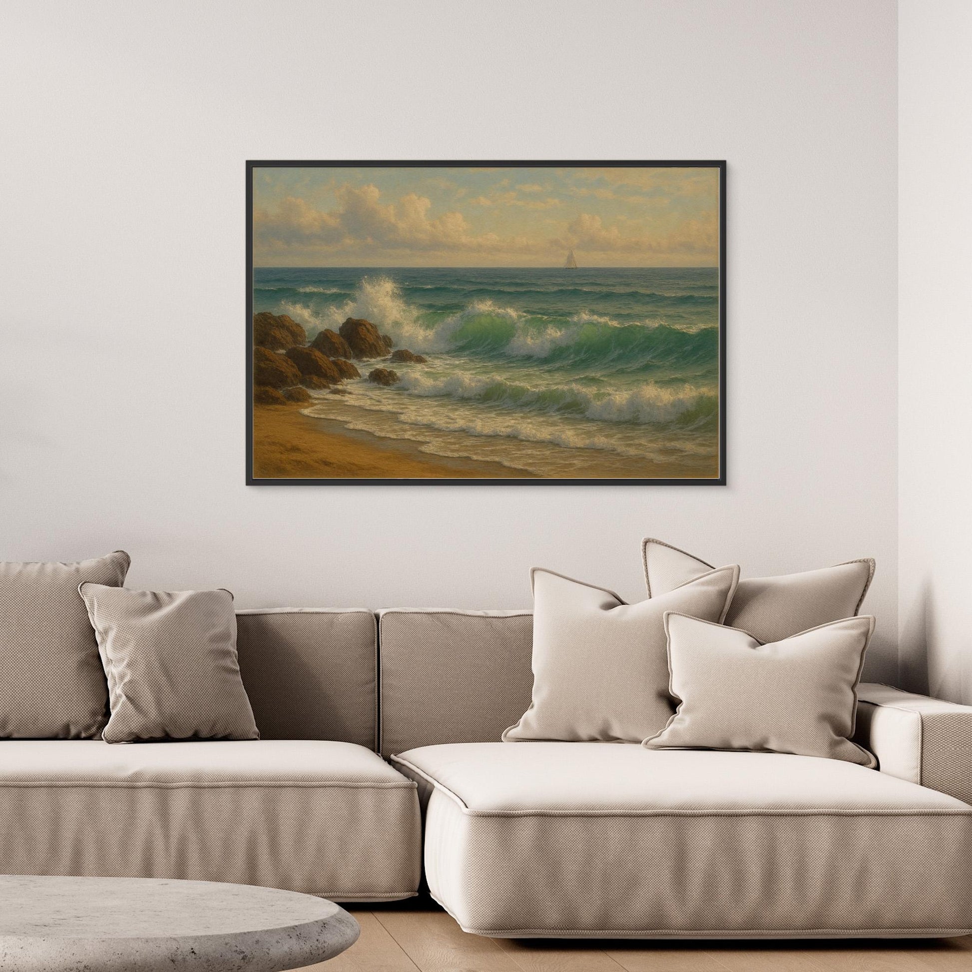 Ocean Serenity – Coastal Waves Canvas Wall Art” | Tranquil Seascape Print