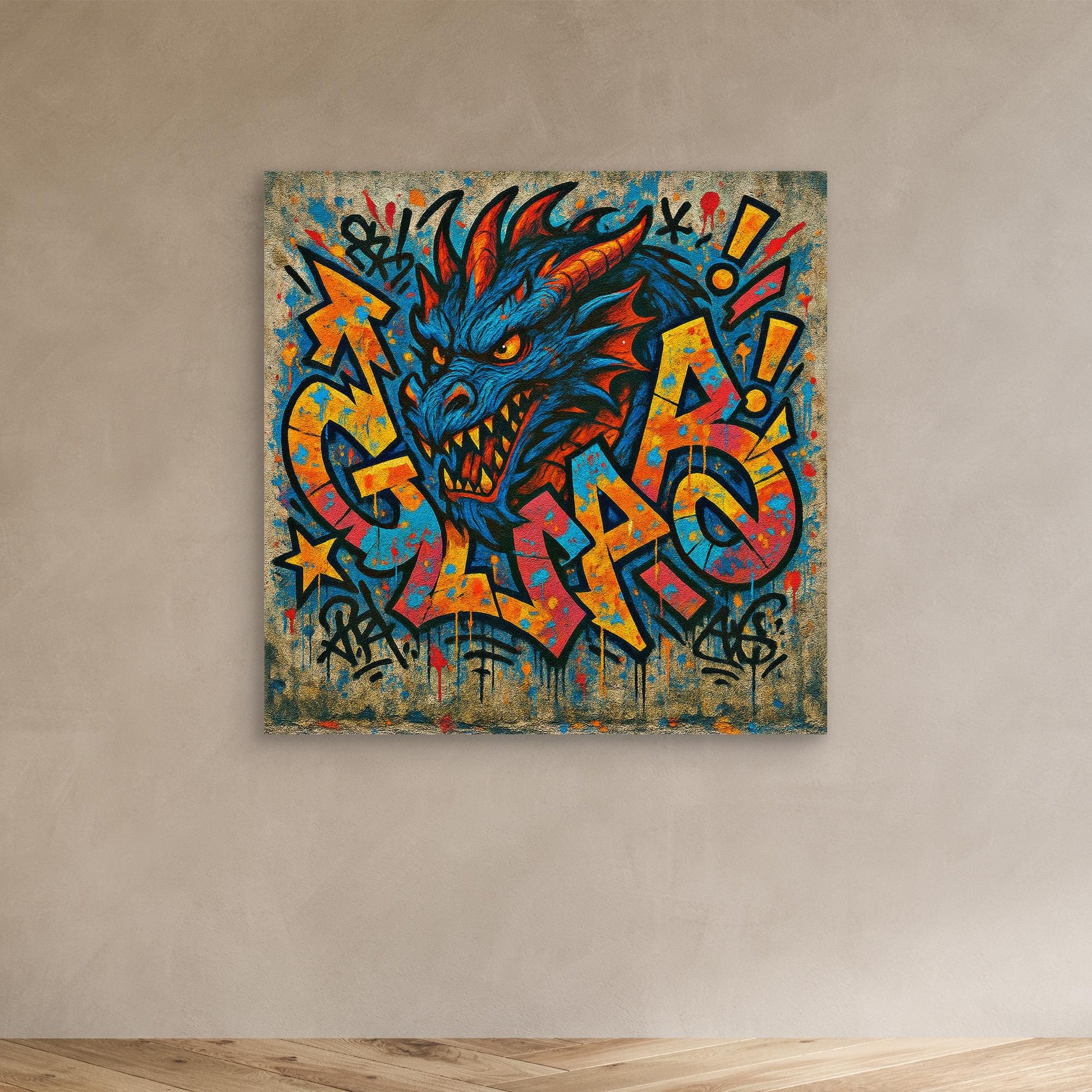 Urban Dragon Graffiti Canvas – Bold Street Art Print for Modern Walls