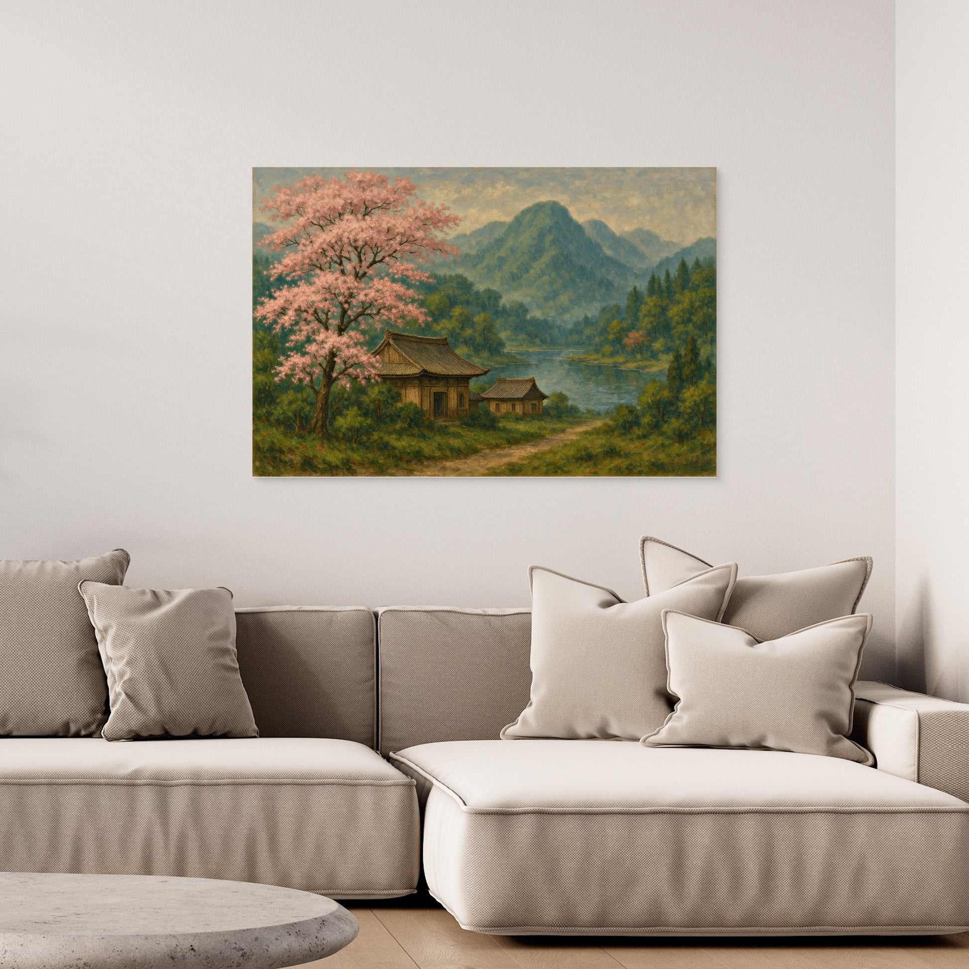 Cherry Blossom Tranquility – Japanese Nature Canvas Wall Art
