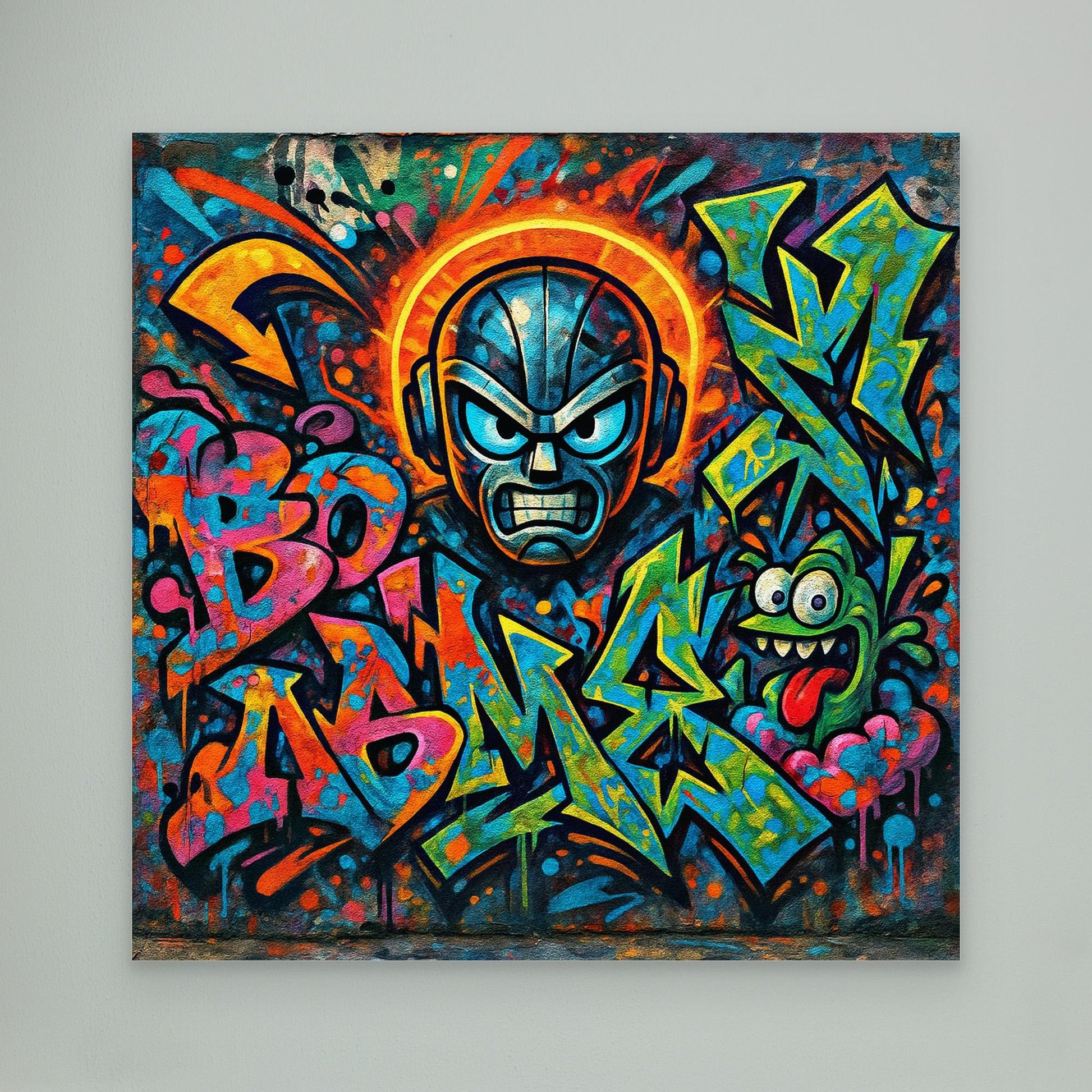 Urban Explosion: Graffiti Superhero & Monster Canvas Art – Bold Street Style Wall Decor