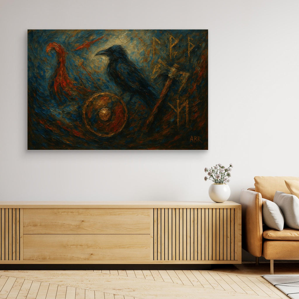 Viking Raven Canvas Wall Art
