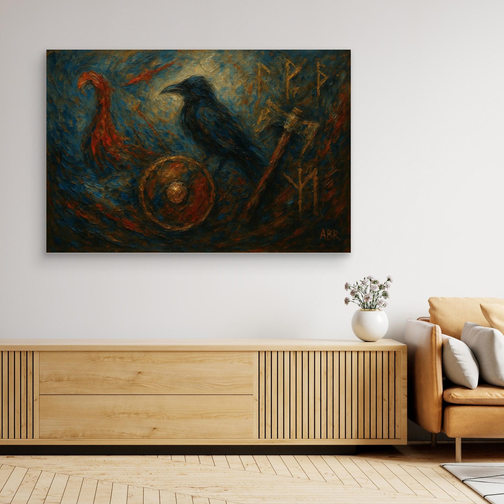 Viking Raven Canvas Wall Art
