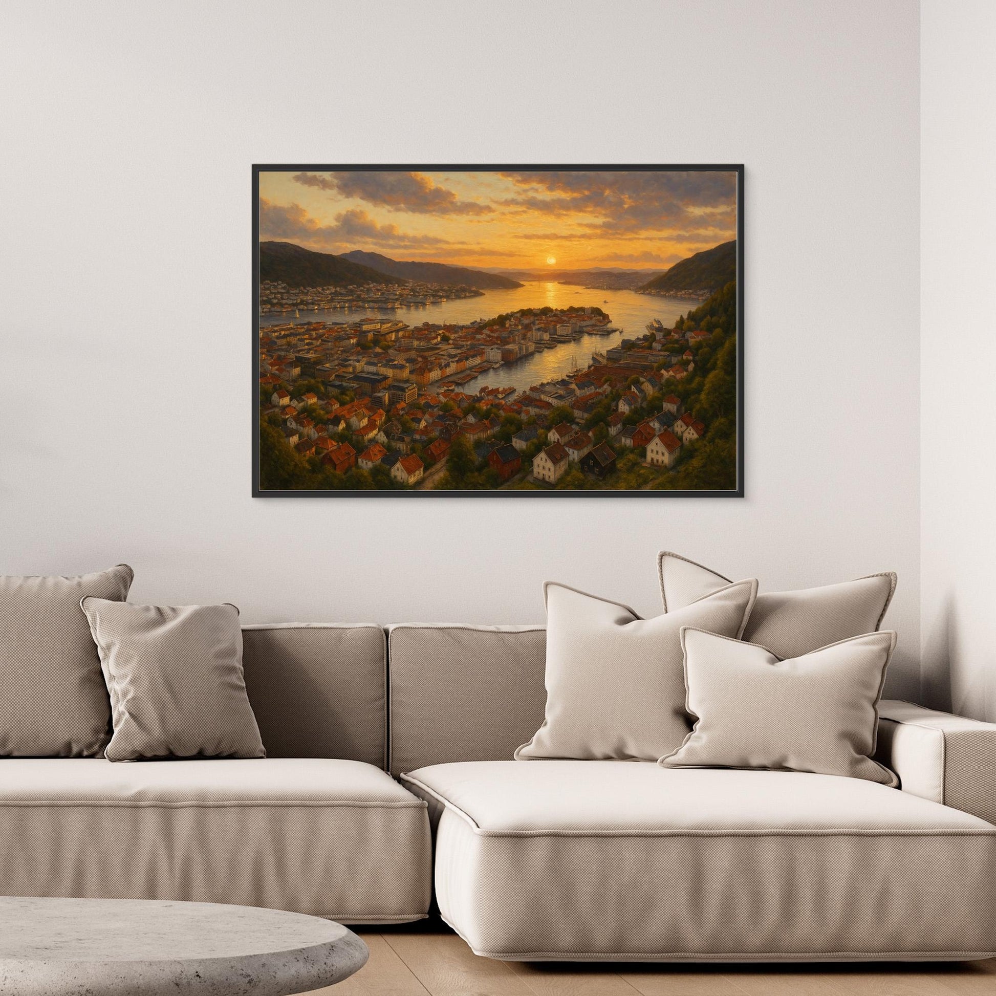 Bergen Fjord Sunset Canvas Wall Art