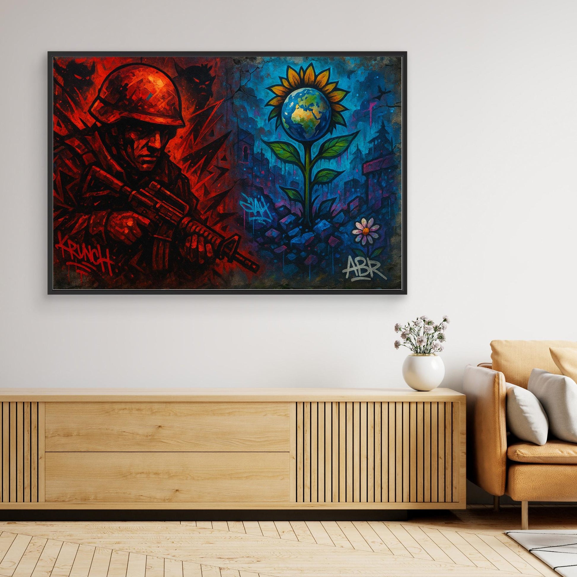 War and Peace Graffiti Canvas Wall Art