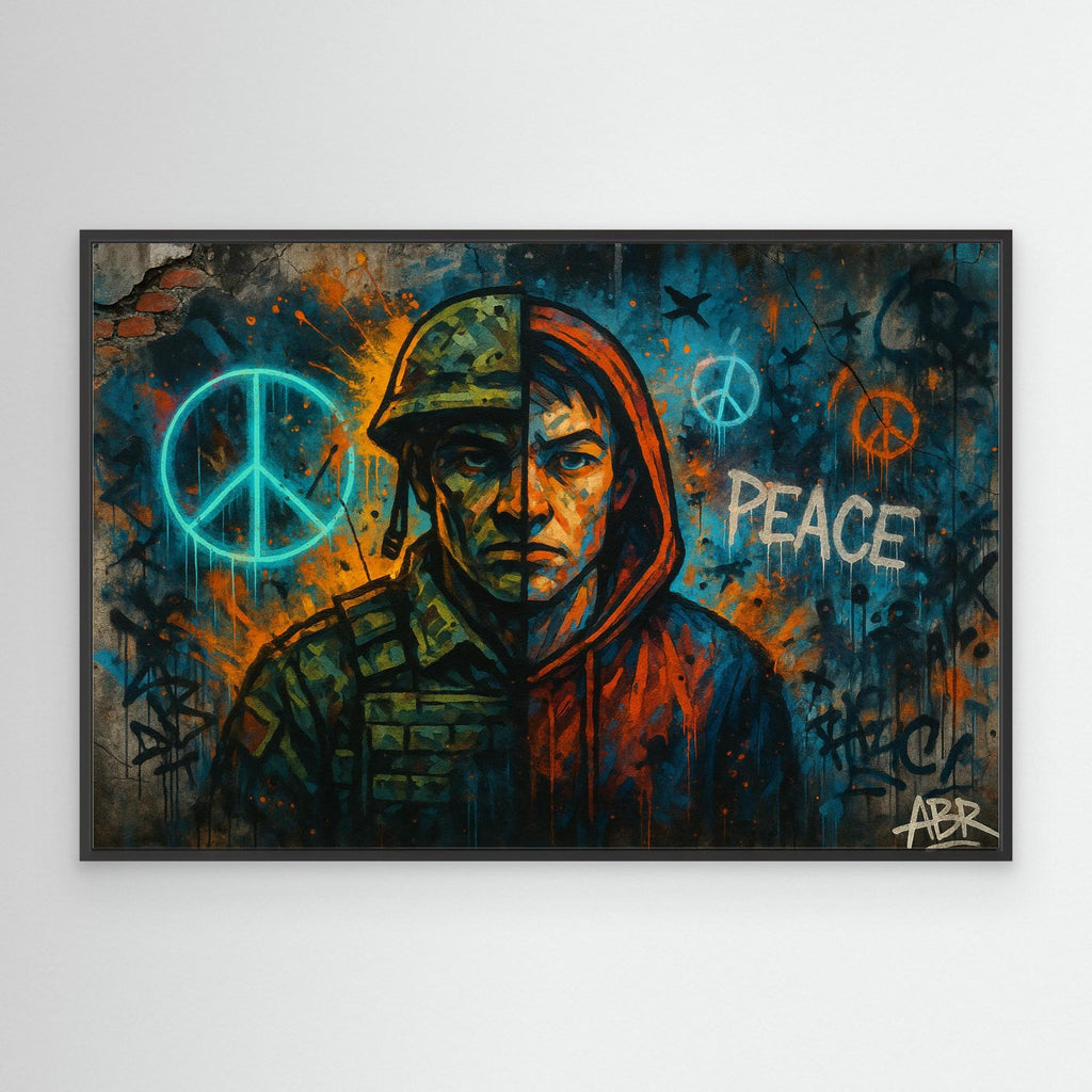 Peace and War Street Art Canvas – Urban Graffiti Wall Print