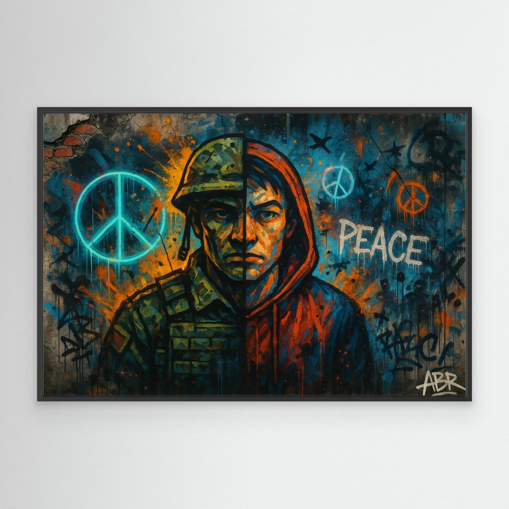 Peace and War Street Art Canvas – Urban Graffiti Wall Print