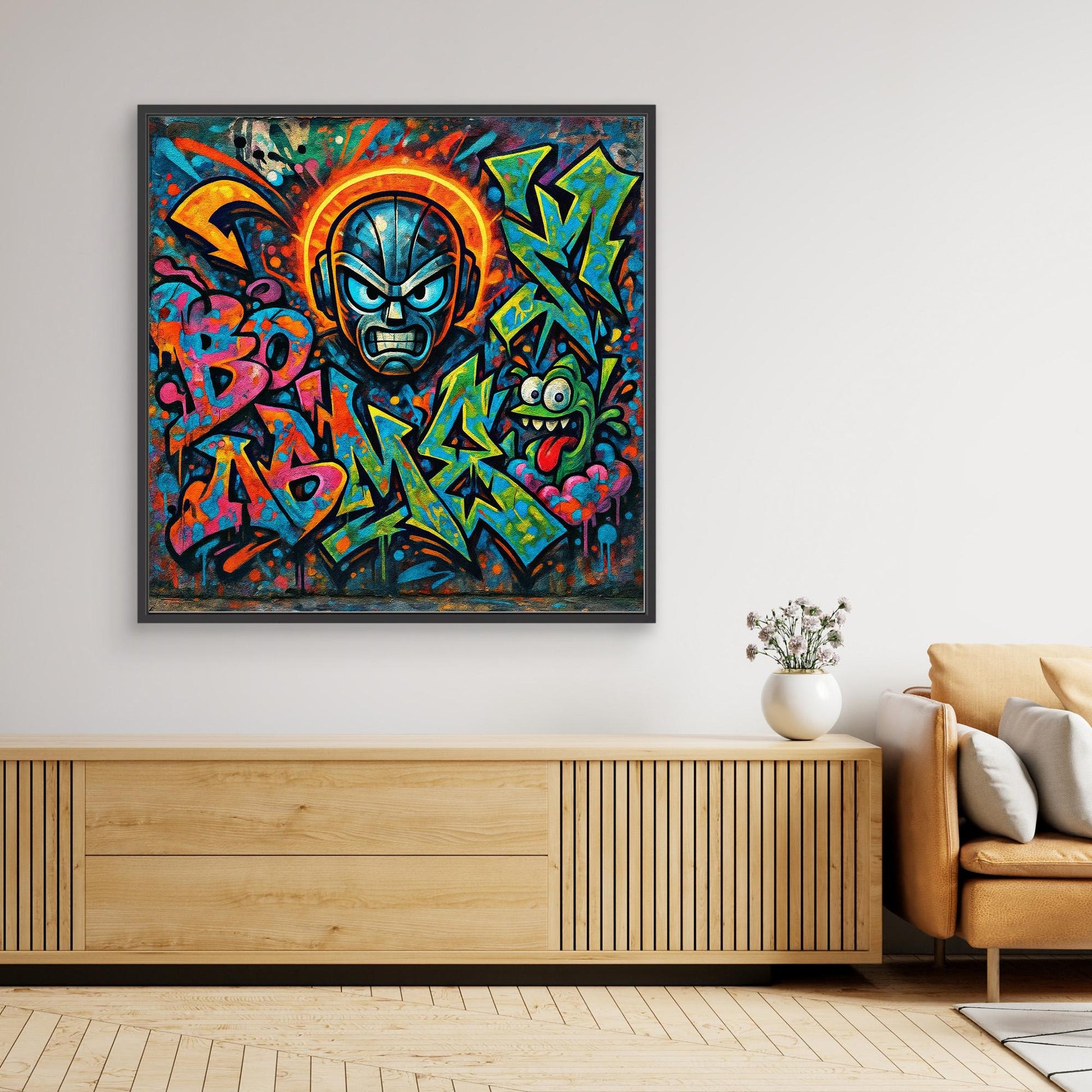Urban Explosion: Graffiti Superhero & Monster Canvas Art – Bold Street Style Wall Decor
