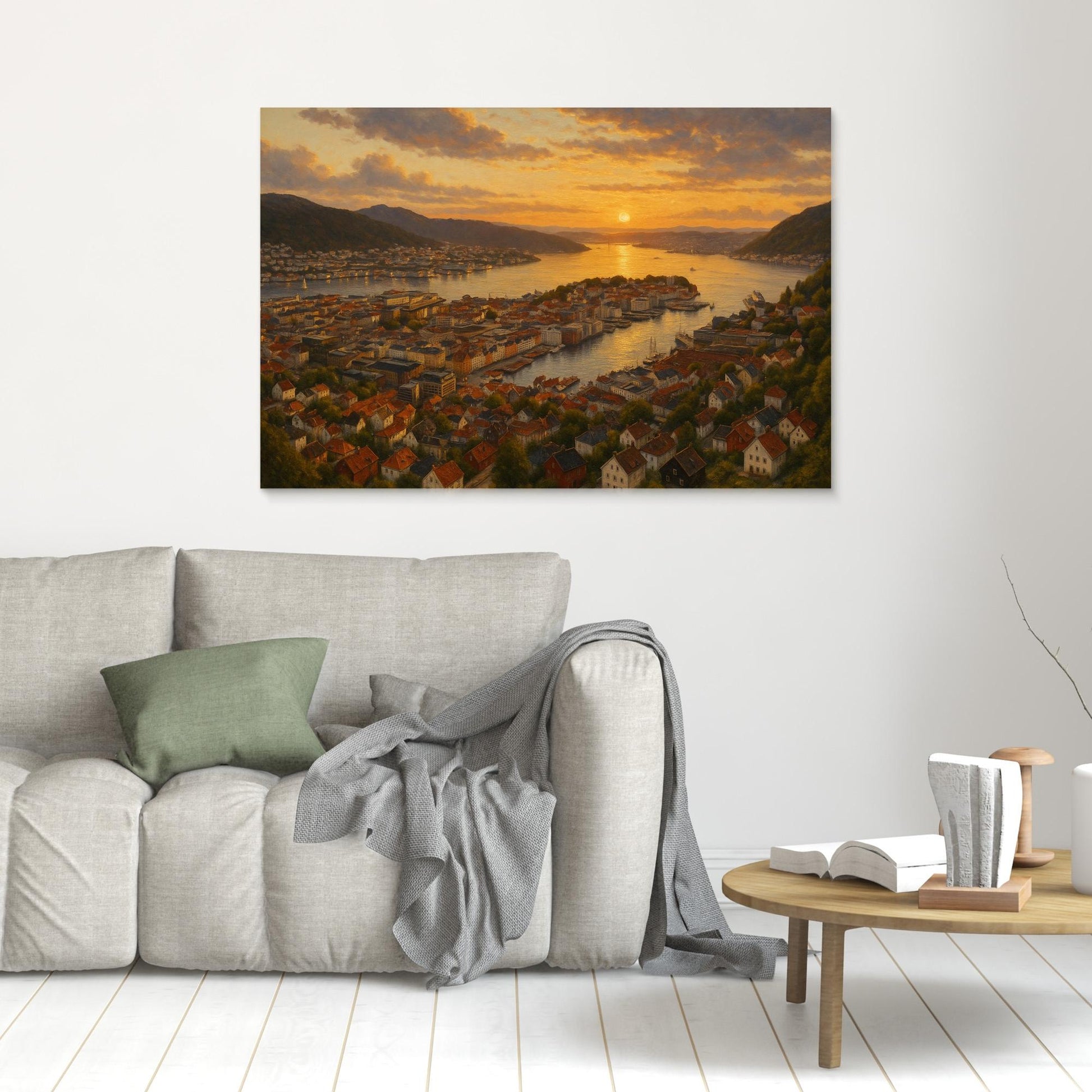 Bergen Fjord Sunset Canvas Wall Art
