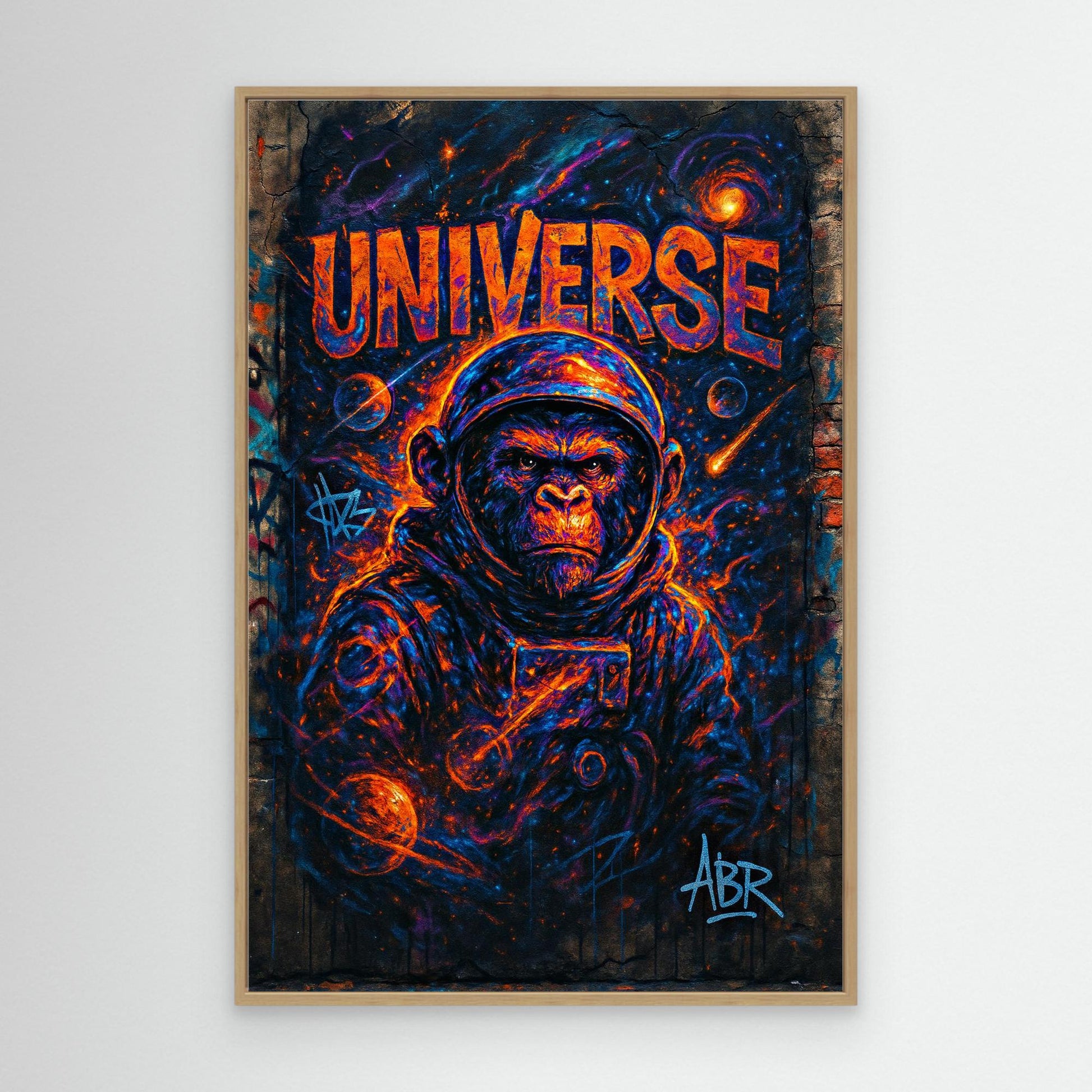 Space Gorilla Canvas Wall Art – Graffiti Style Universe Print