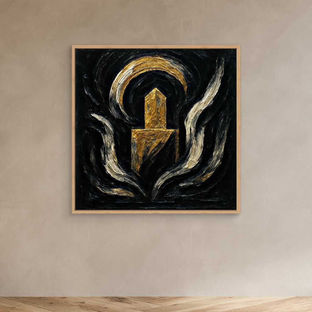 Abstract Monument Canvas Wall Art in Black and Gold