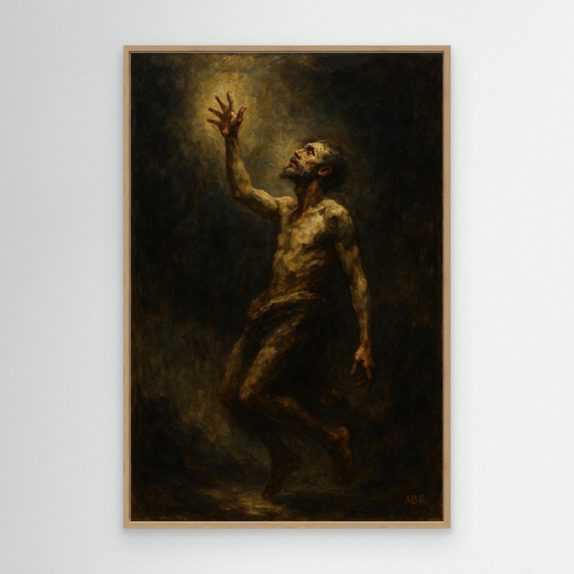 Figurative Canvas Wall Art – Man Reaching for Light