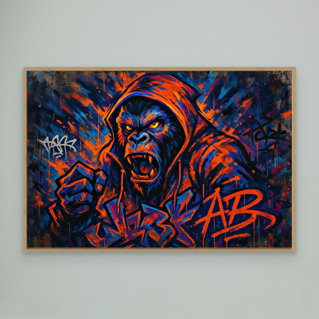Angry Gorilla Graffiti Canvas Wall Art