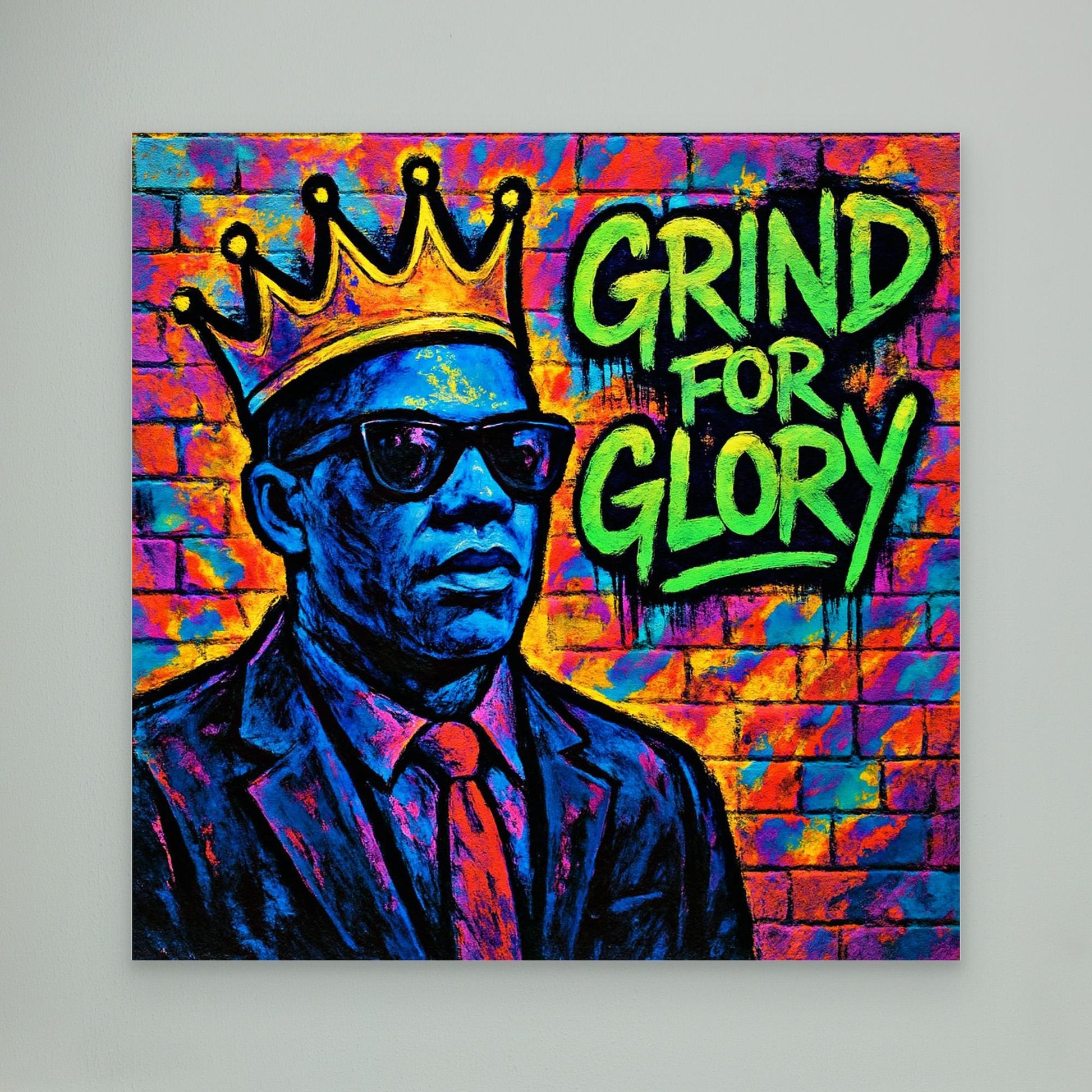 Grind for Glory – Vibrant Urban Street Art Canvas Print | Motivational Graffiti Wall Art