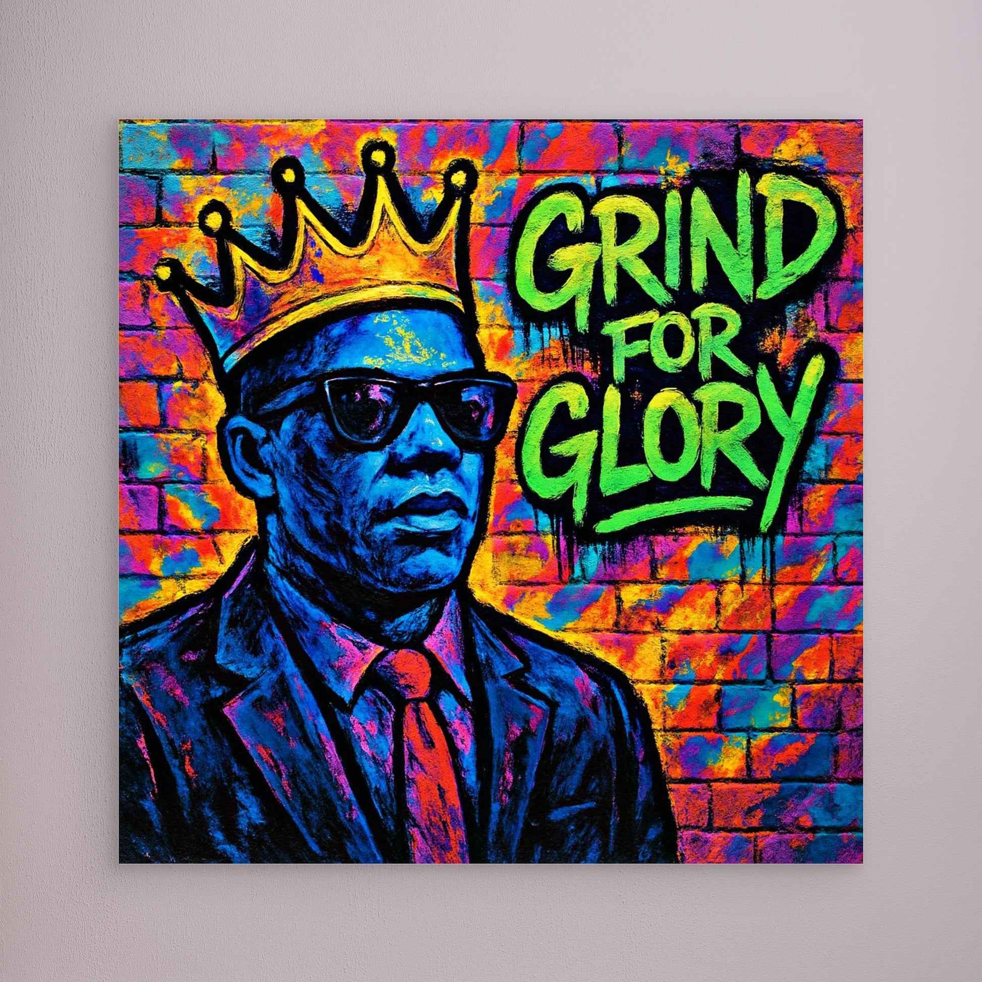 Grind for Glory – Vibrant Urban Street Art Canvas Print | Motivational Graffiti Wall Art