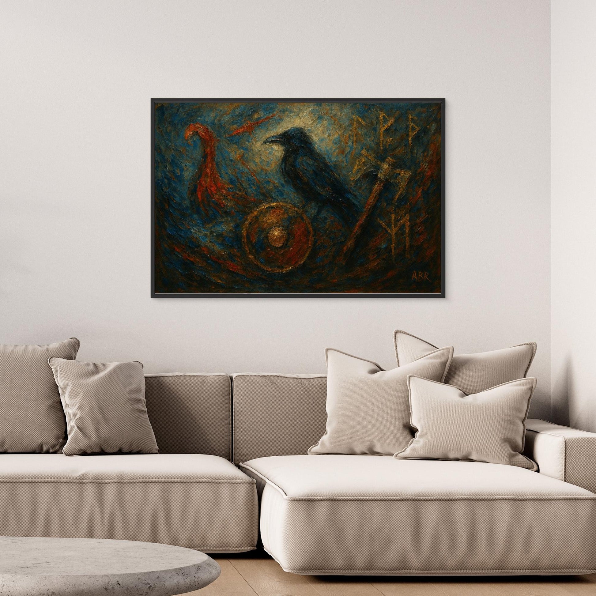Viking Raven Canvas Wall Art