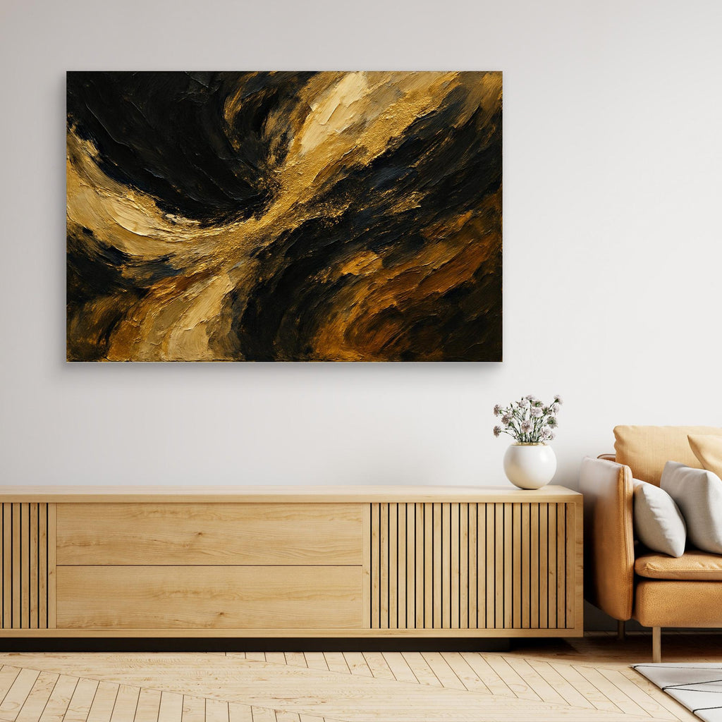 Gold and Black Abstract Canvas Wall Art