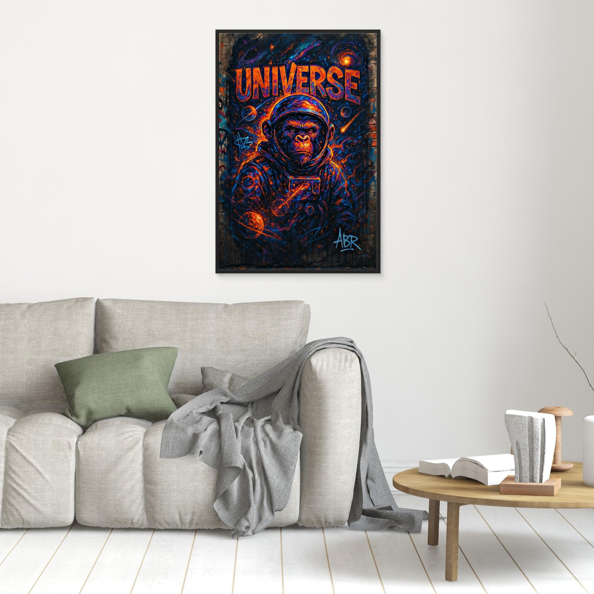 Space Gorilla Canvas Wall Art – Graffiti Style Universe Print