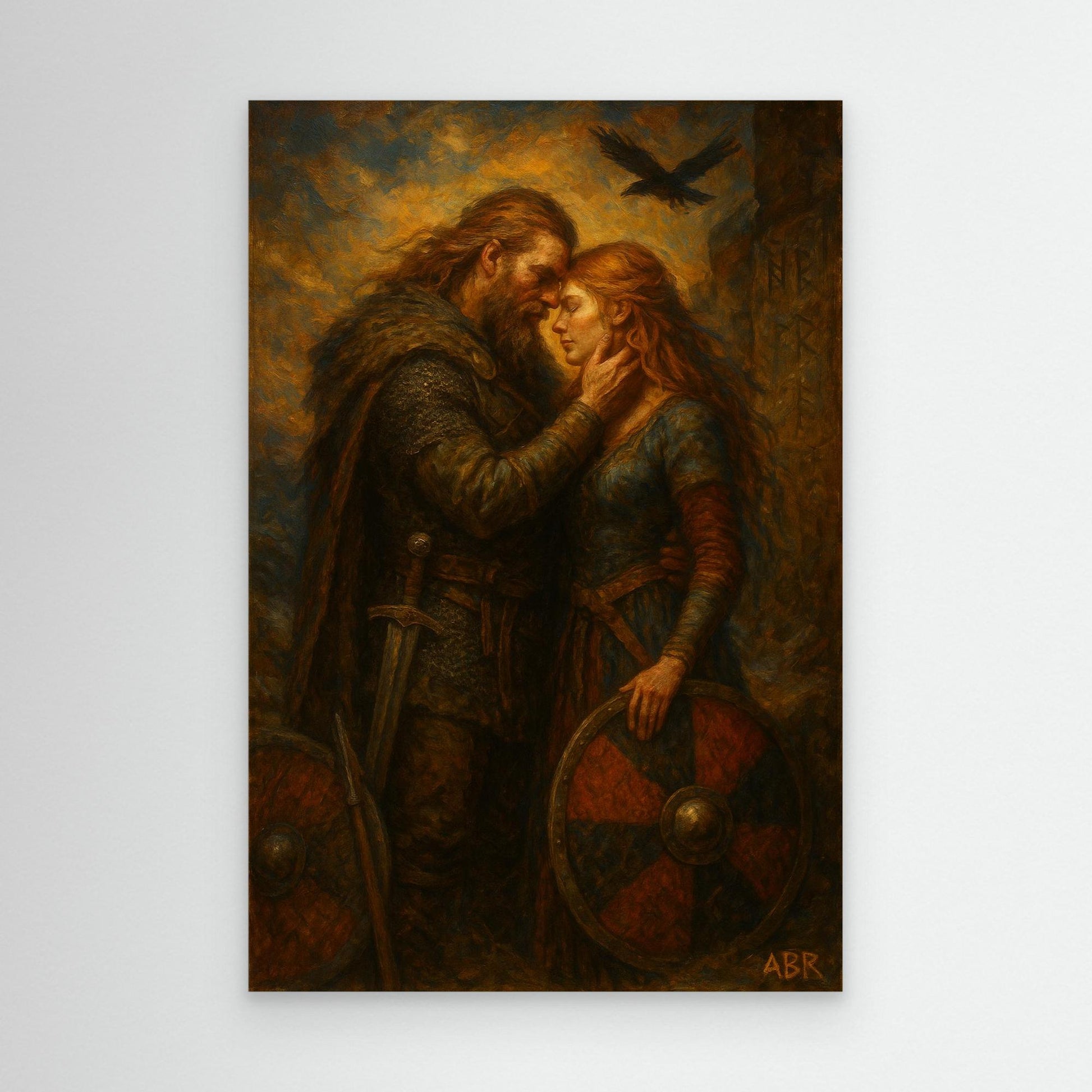 Viking Warrior Couple Canvas Wall Art