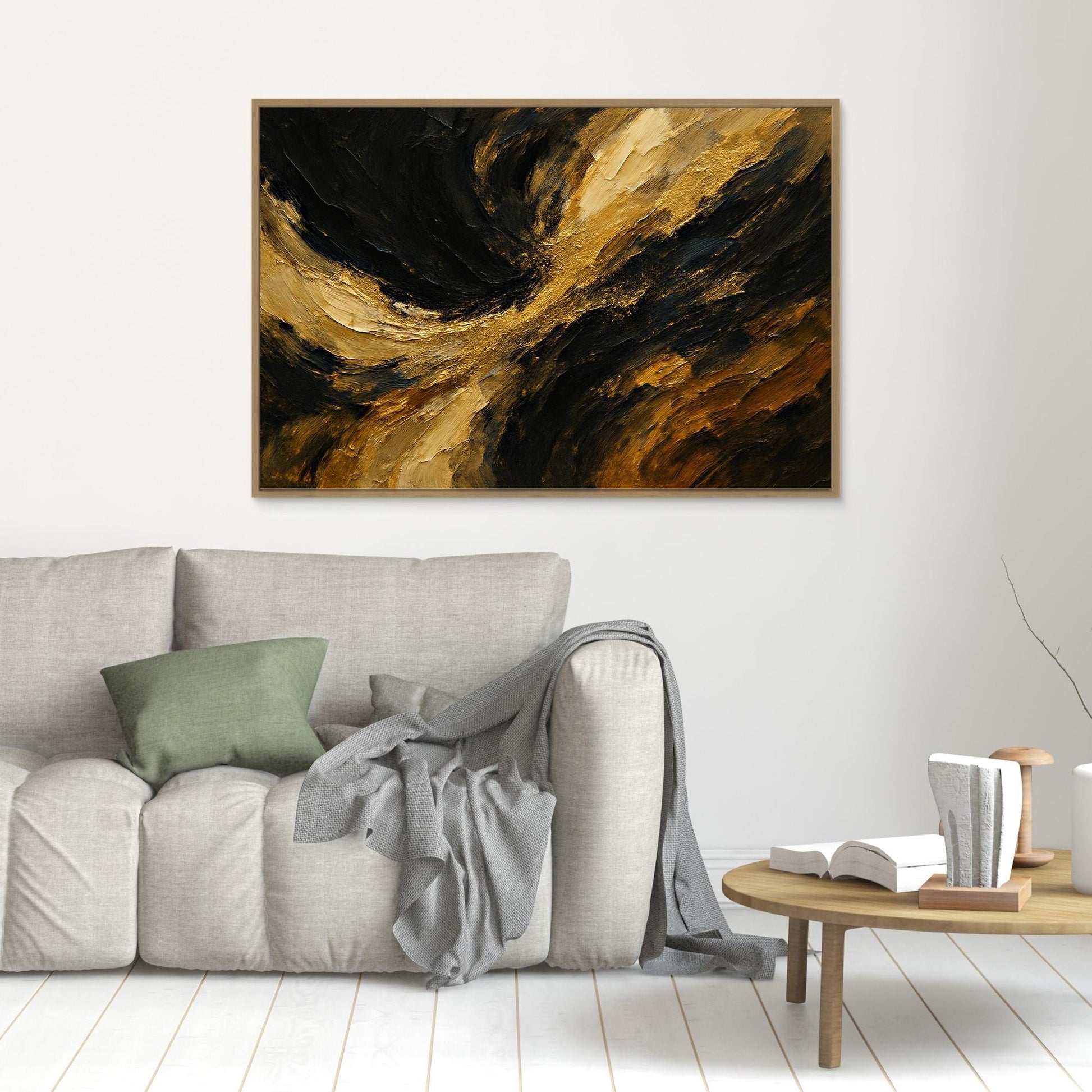 Gold and Black Abstract Canvas Wall Art