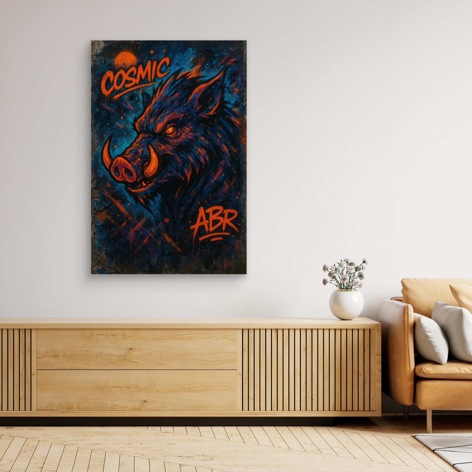 Cosmic Boar Graffiti Canvas Wall Art