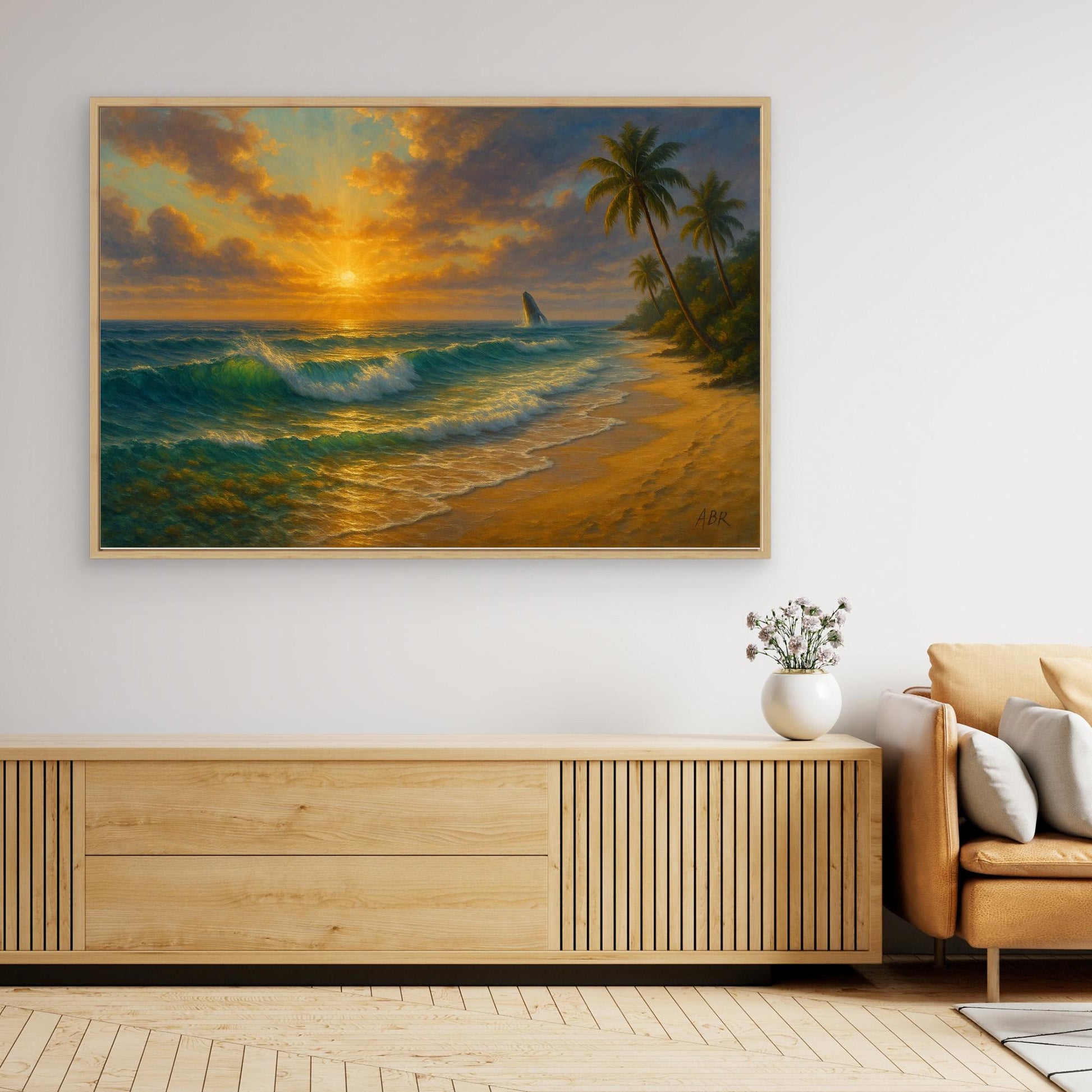 Tropical Sunset Beach Canvas Wall Art