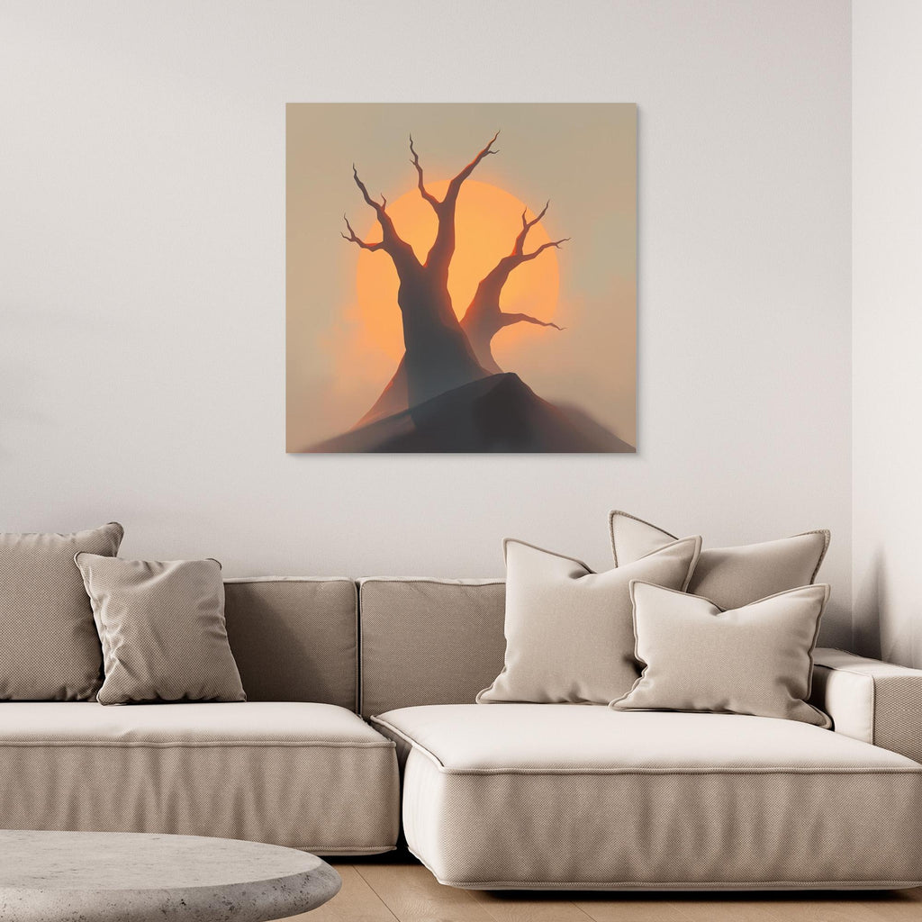 Sunset Silhouettes – Minimalist Tree Landscape Canvas Wall Art | Abstract Nature Print