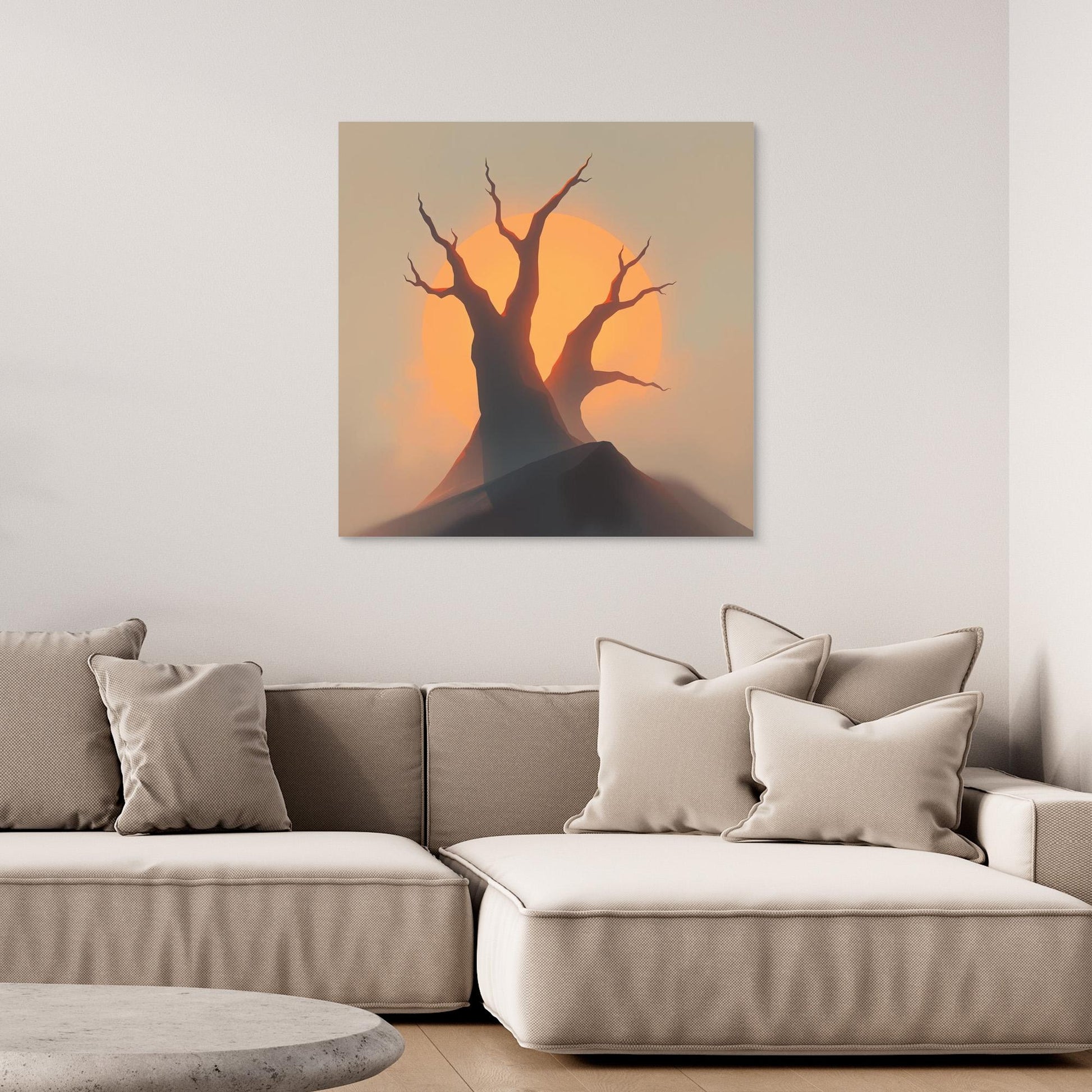 Sunset Silhouettes – Minimalist Tree Landscape Canvas Wall Art | Abstract Nature Print
