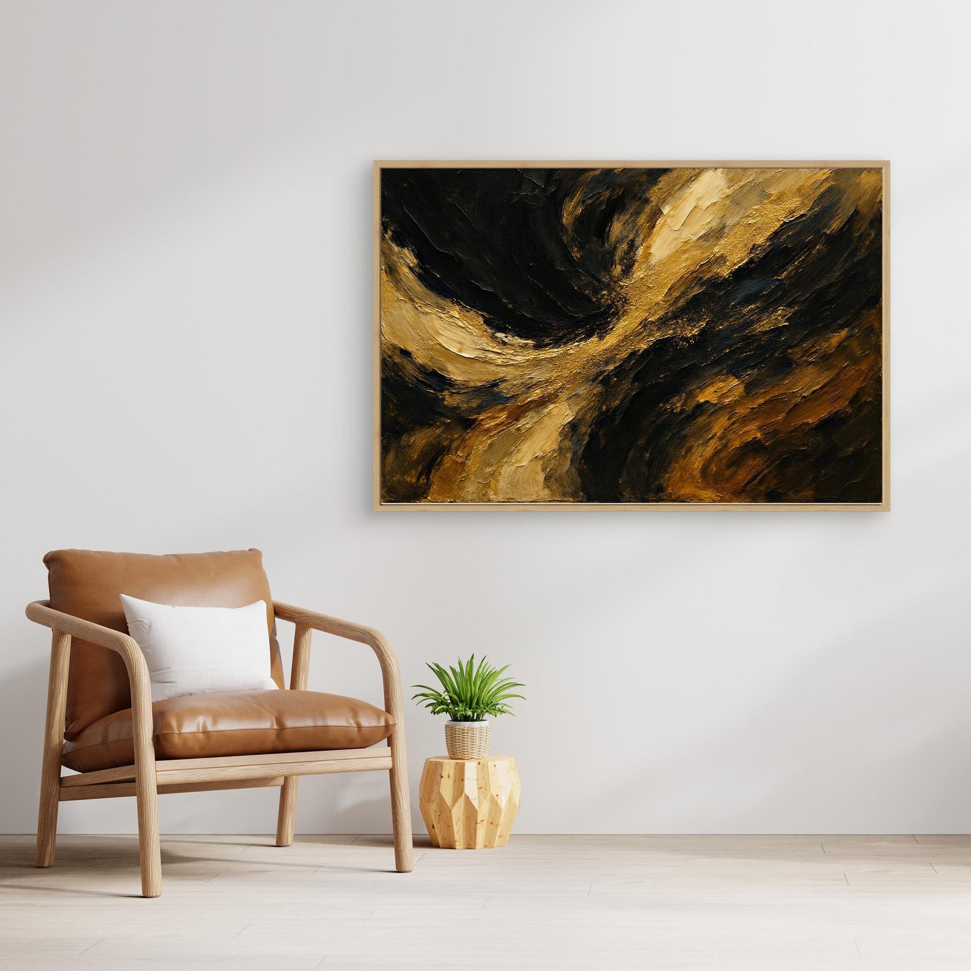 Gold and Black Abstract Canvas Wall Art