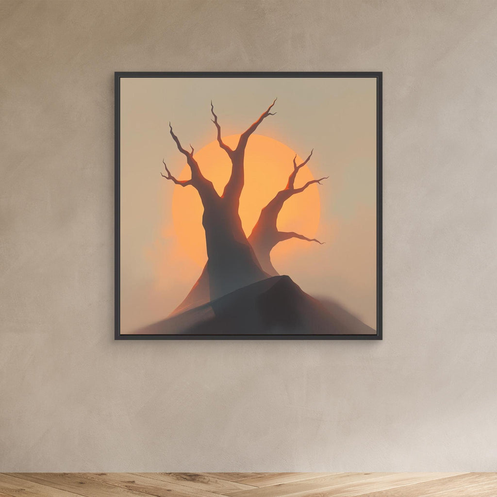 Sunset Silhouettes – Minimalist Tree Landscape Canvas Wall Art | Abstract Nature Print