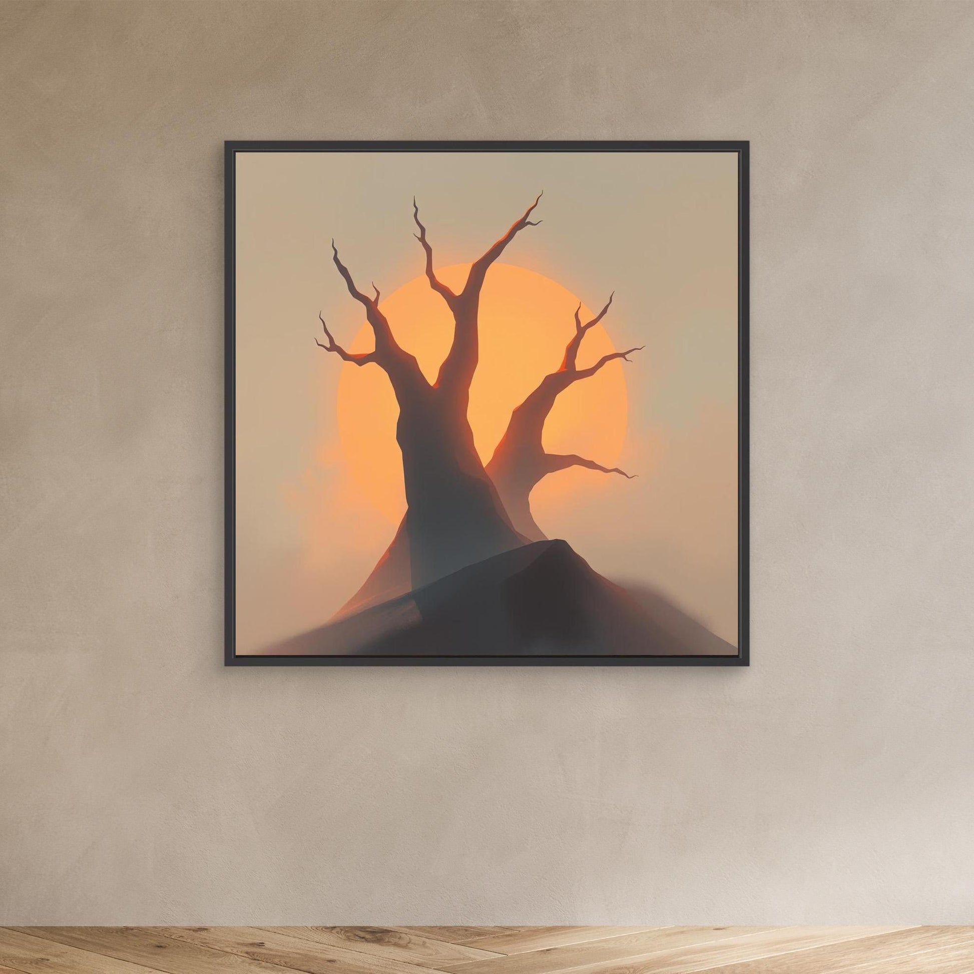 Sunset Silhouettes – Minimalist Tree Landscape Canvas Wall Art | Abstract Nature Print