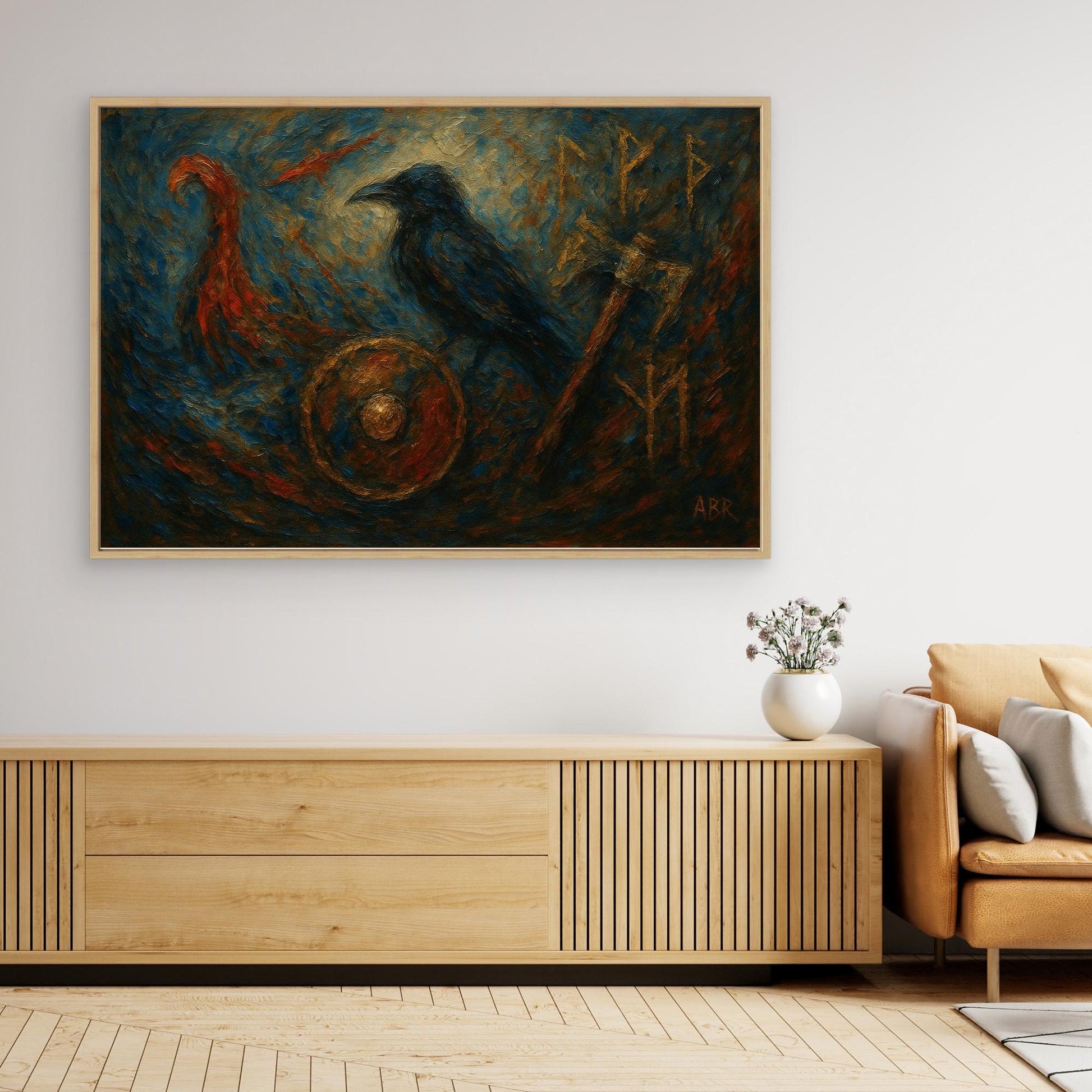 Viking Raven Canvas Wall Art
