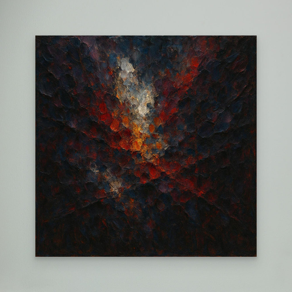 Abstract Flame Burst – Textured Canvas Wall Art in Red & Gold
