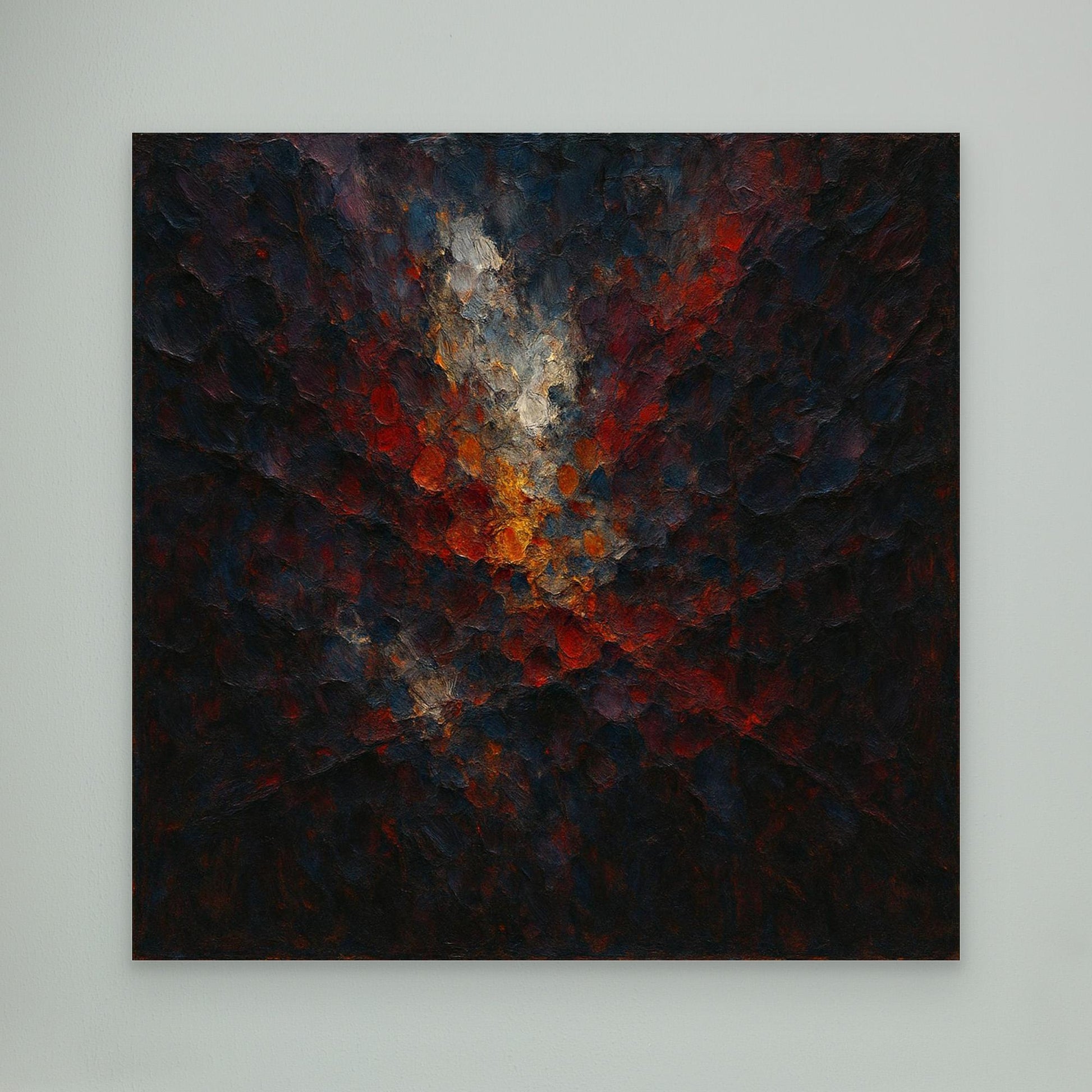 Abstract Flame Burst – Textured Canvas Wall Art in Red & Gold