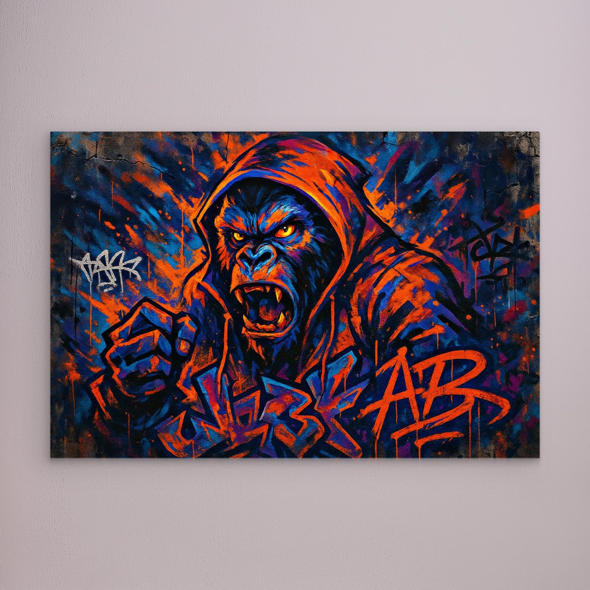 Angry Gorilla Graffiti Canvas Wall Art