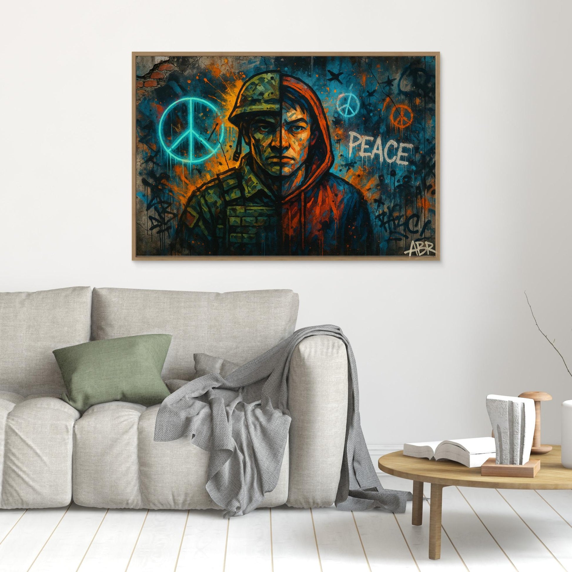 Peace and War Street Art Canvas – Urban Graffiti Wall Print
