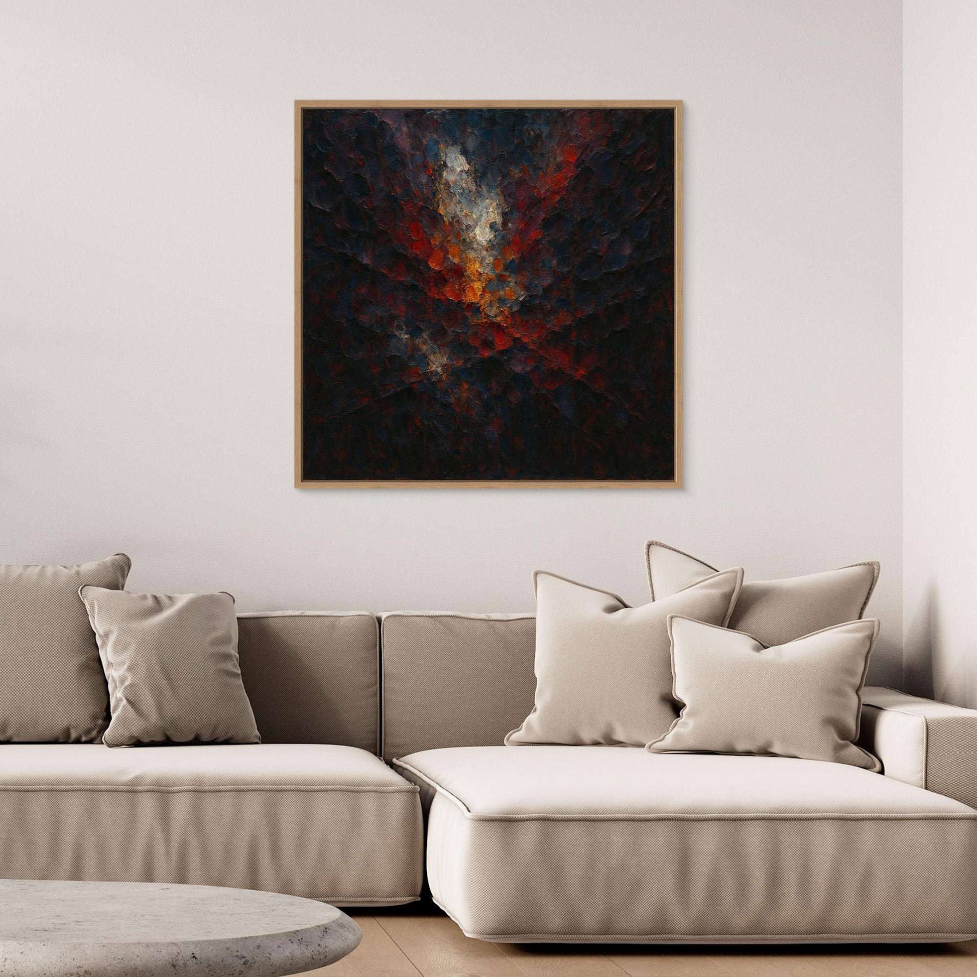 Abstract Flame Burst – Textured Canvas Wall Art in Red & Gold