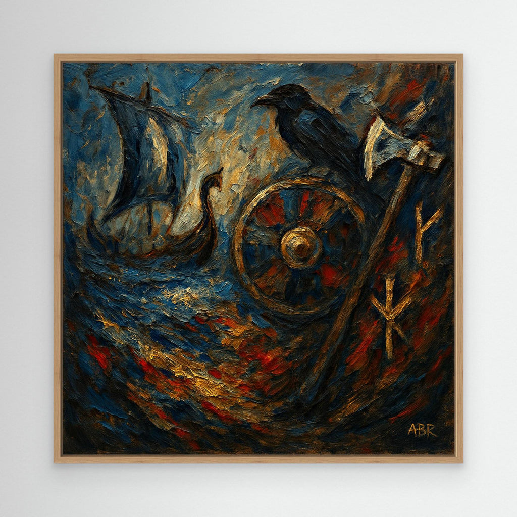 Viking Raven and Longship Canvas Print