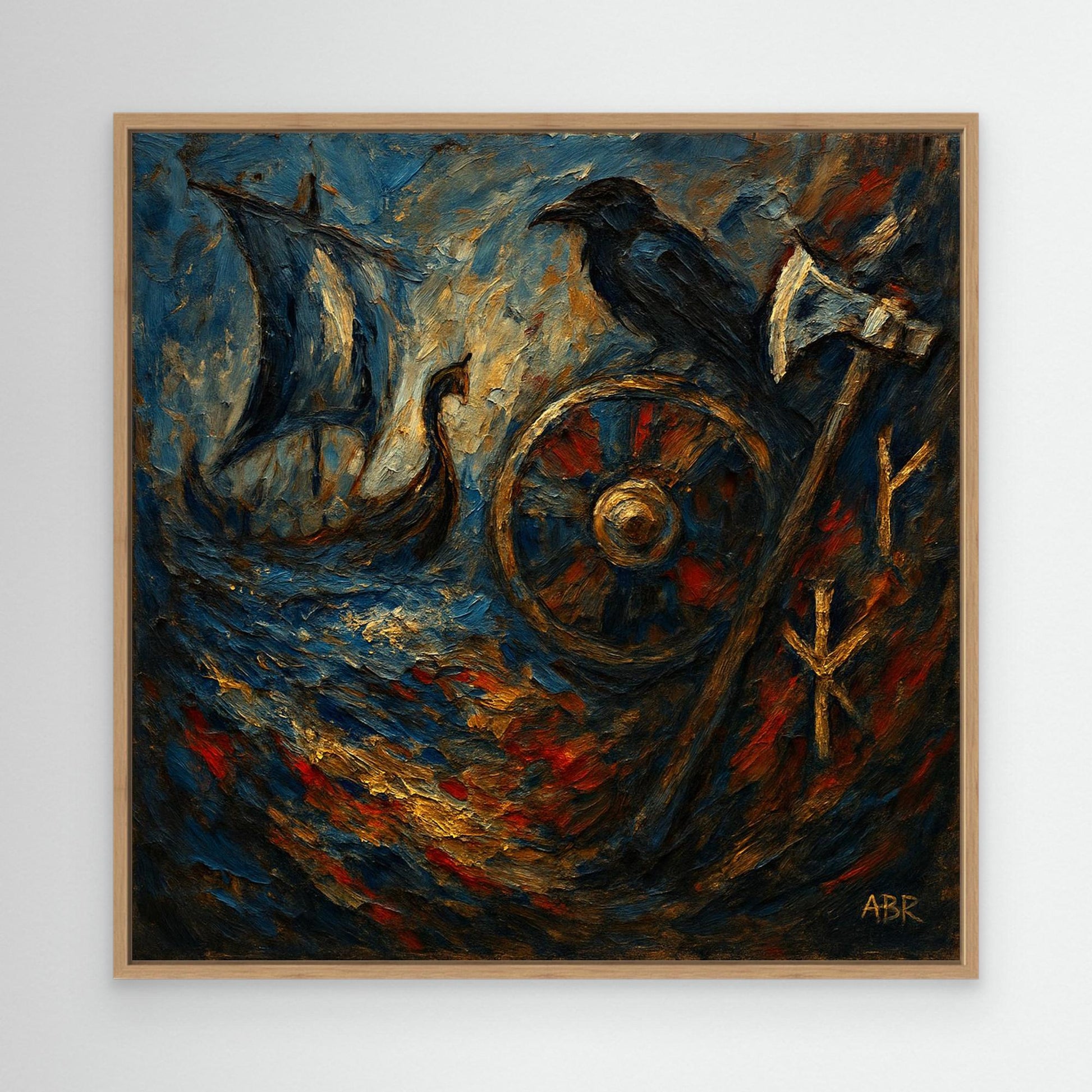 Viking Raven and Longship Canvas Print