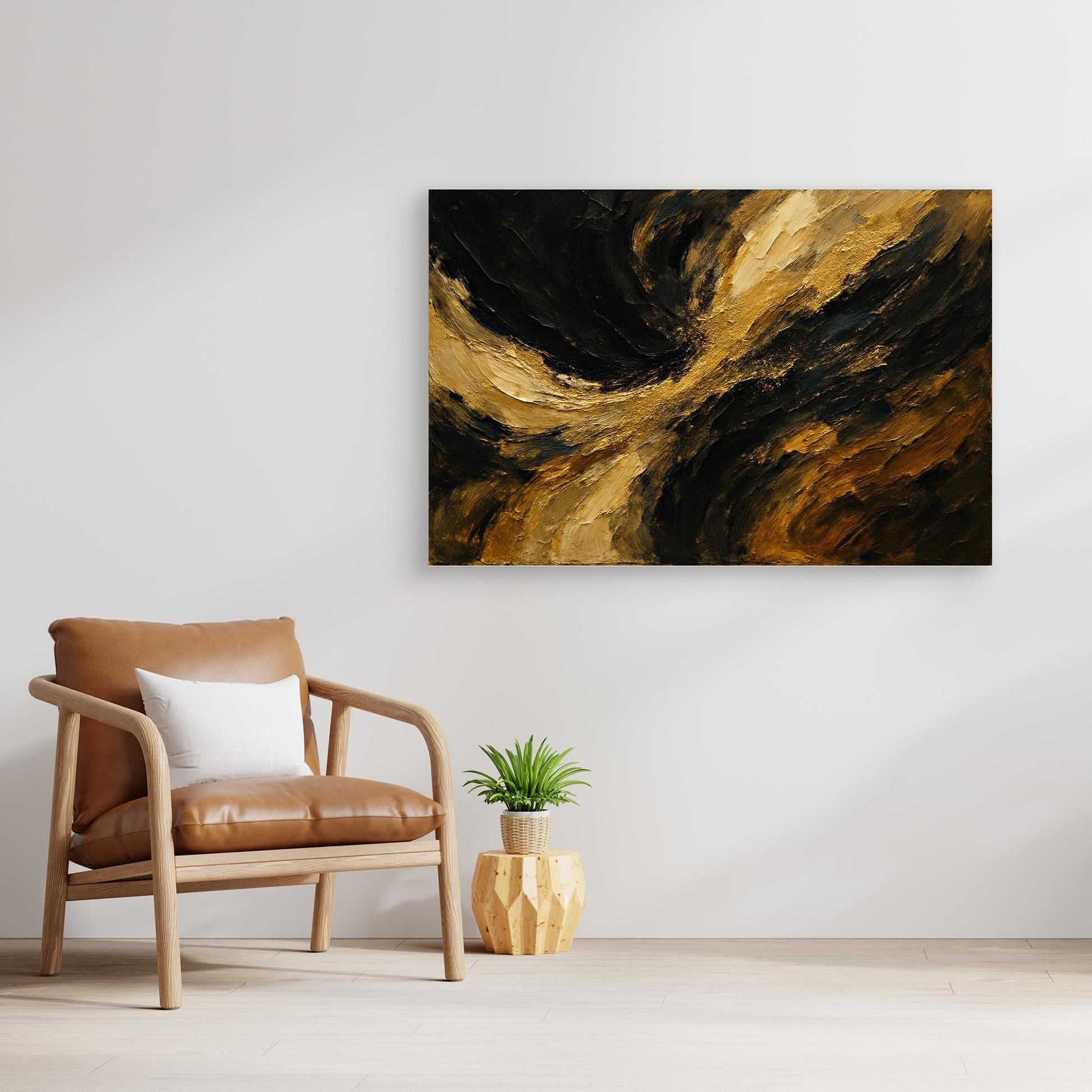 Gold and Black Abstract Canvas Wall Art