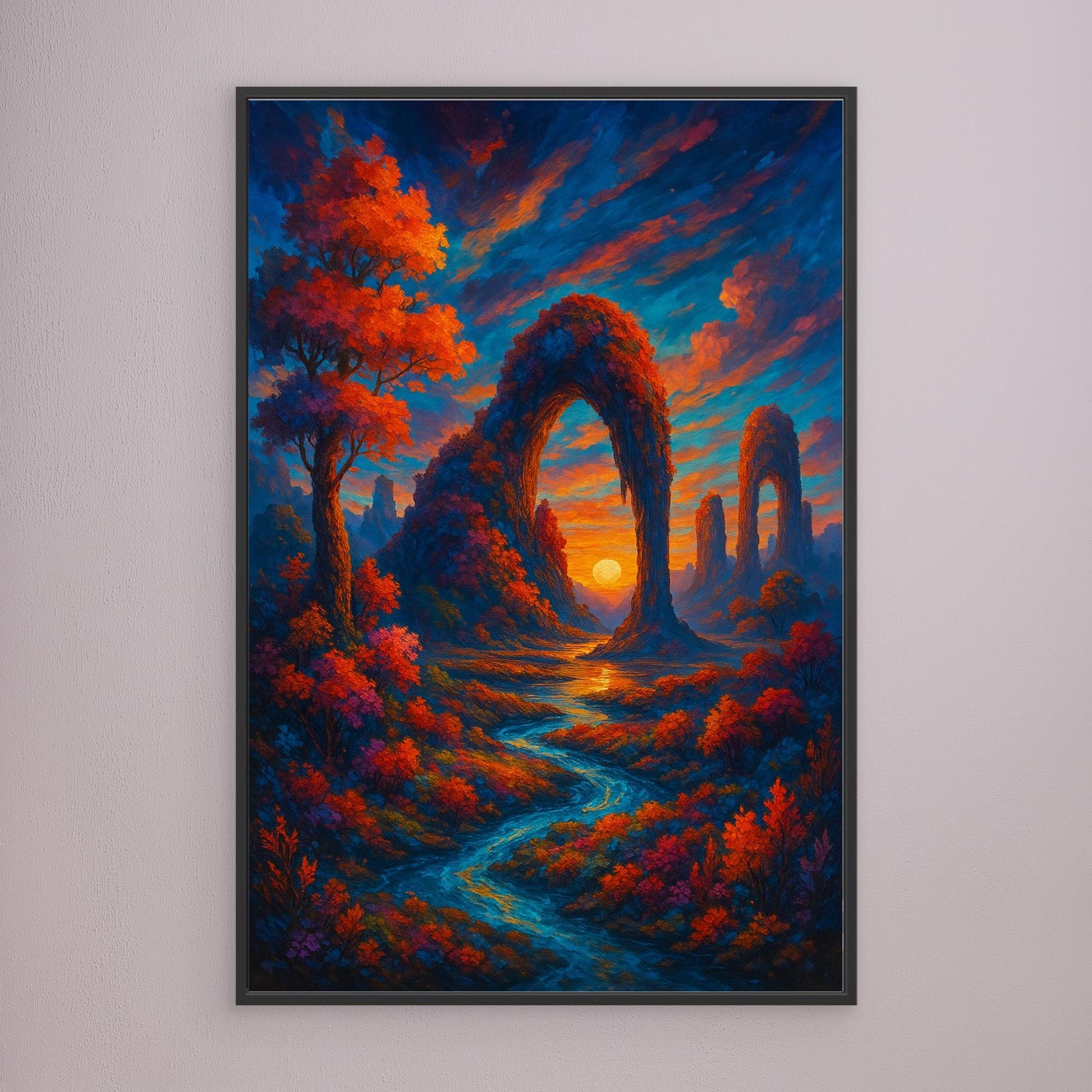 Fantasy Sunset Landscape Canvas Wall Art – Colorful Nature Print