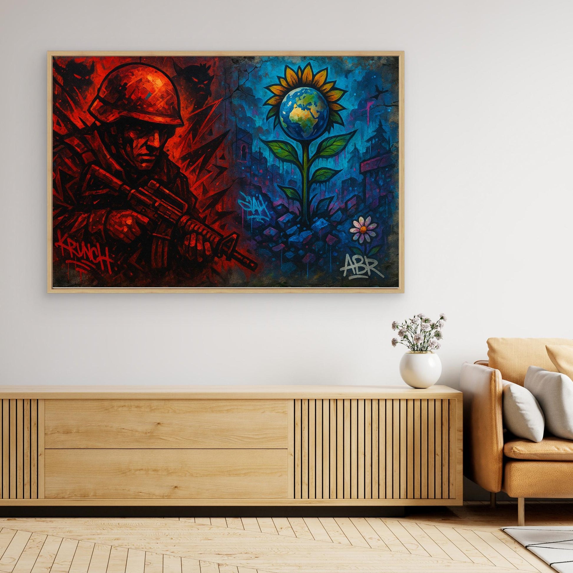 War and Peace Graffiti Canvas Wall Art